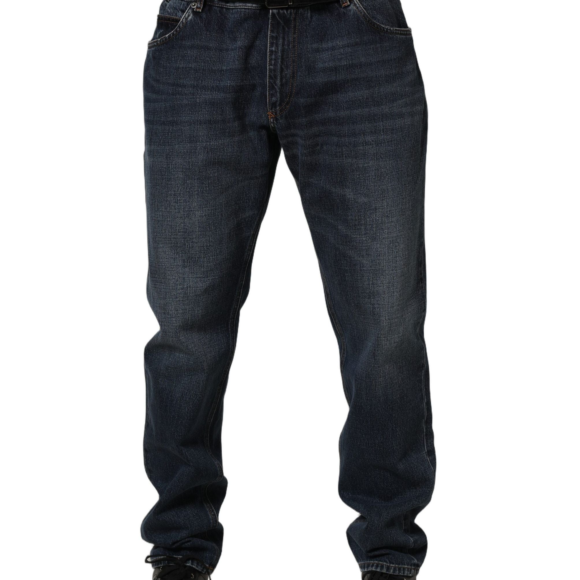 Dolce & Gabbana Dark Blue Washed MidWaist Straight Denim Jeans