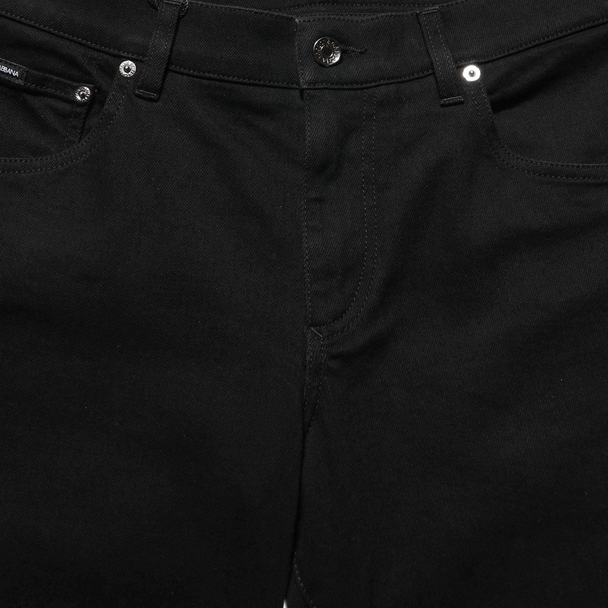 Dolce & Gabbana Black Heraldic Embroidered Skinny Denim Jeans
