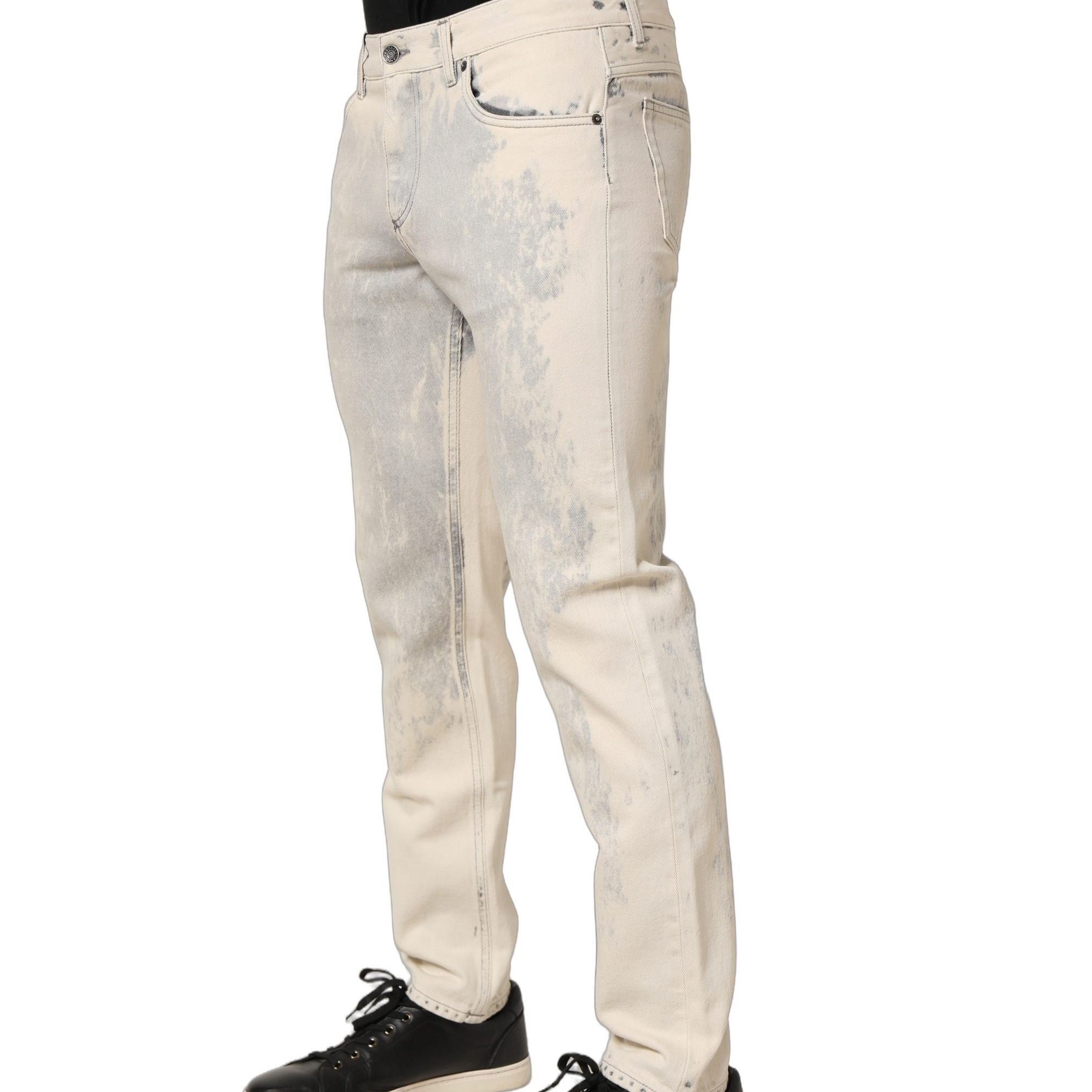 Dolce & Gabbana Beige Tie Dye Cotton Straight Men Denim Jeans