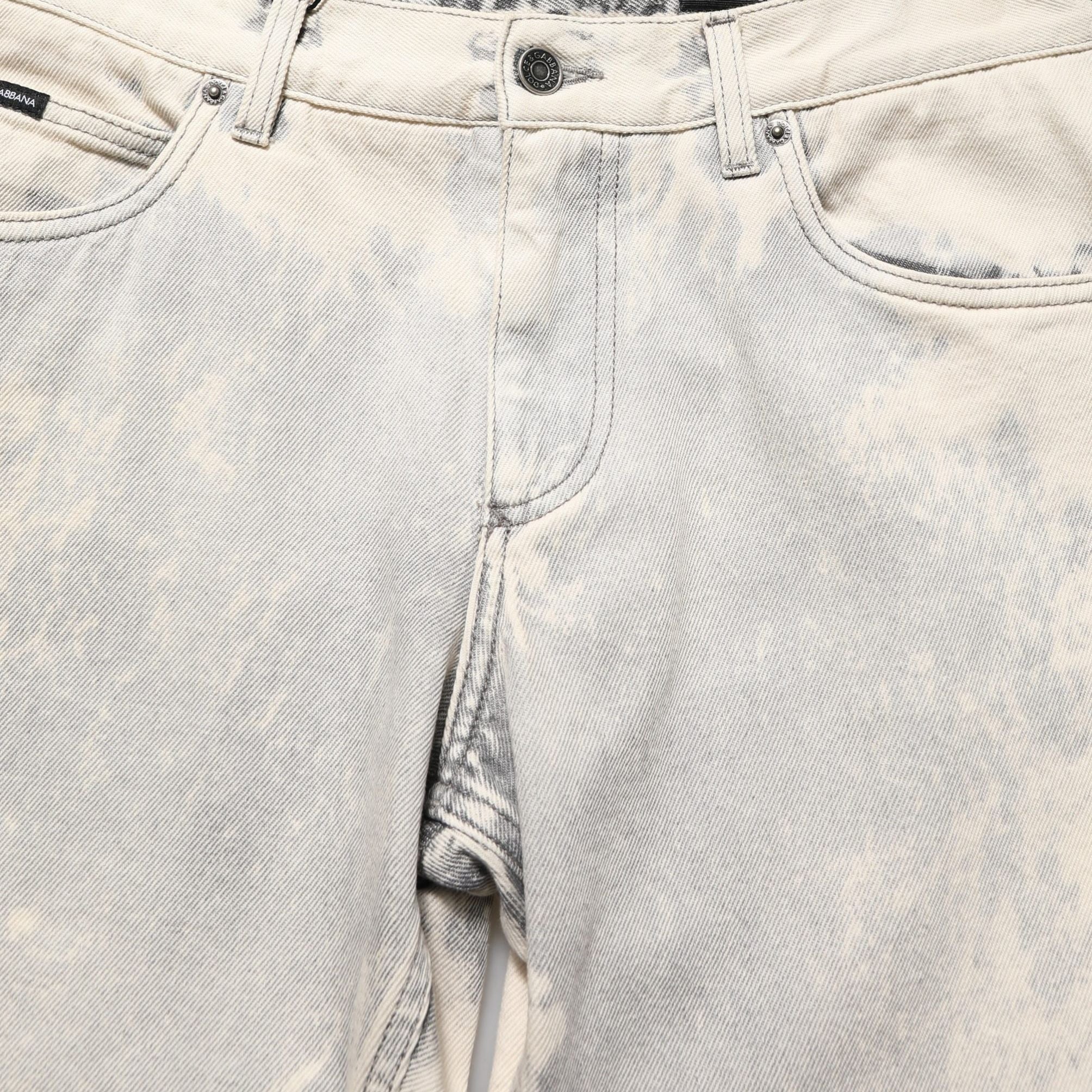 Dolce & Gabbana Beige Tie Dye Cotton Straight Men Denim Jeans