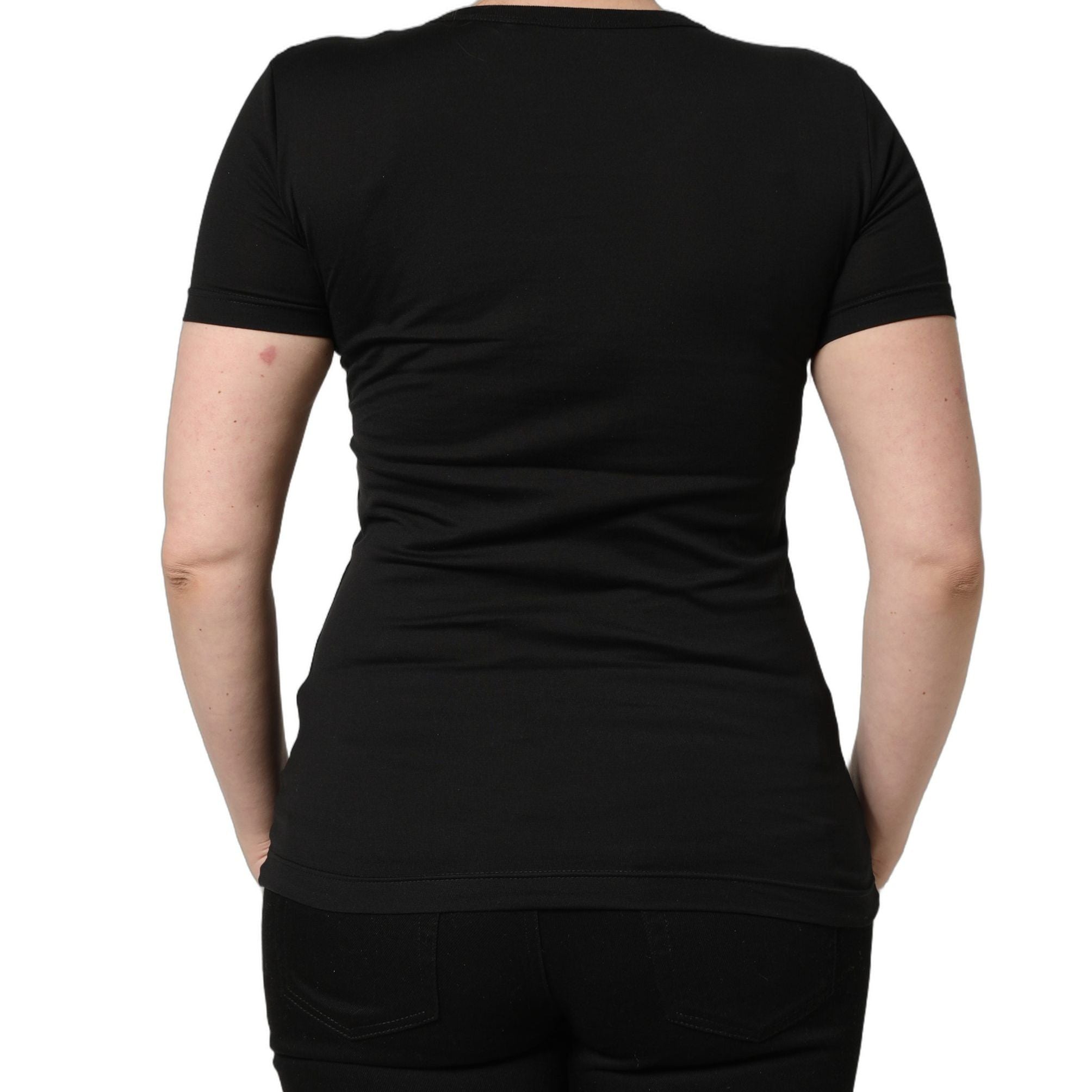 Dolce & Gabbana Black Cotton Round Neck Short Sleeve T-shirt