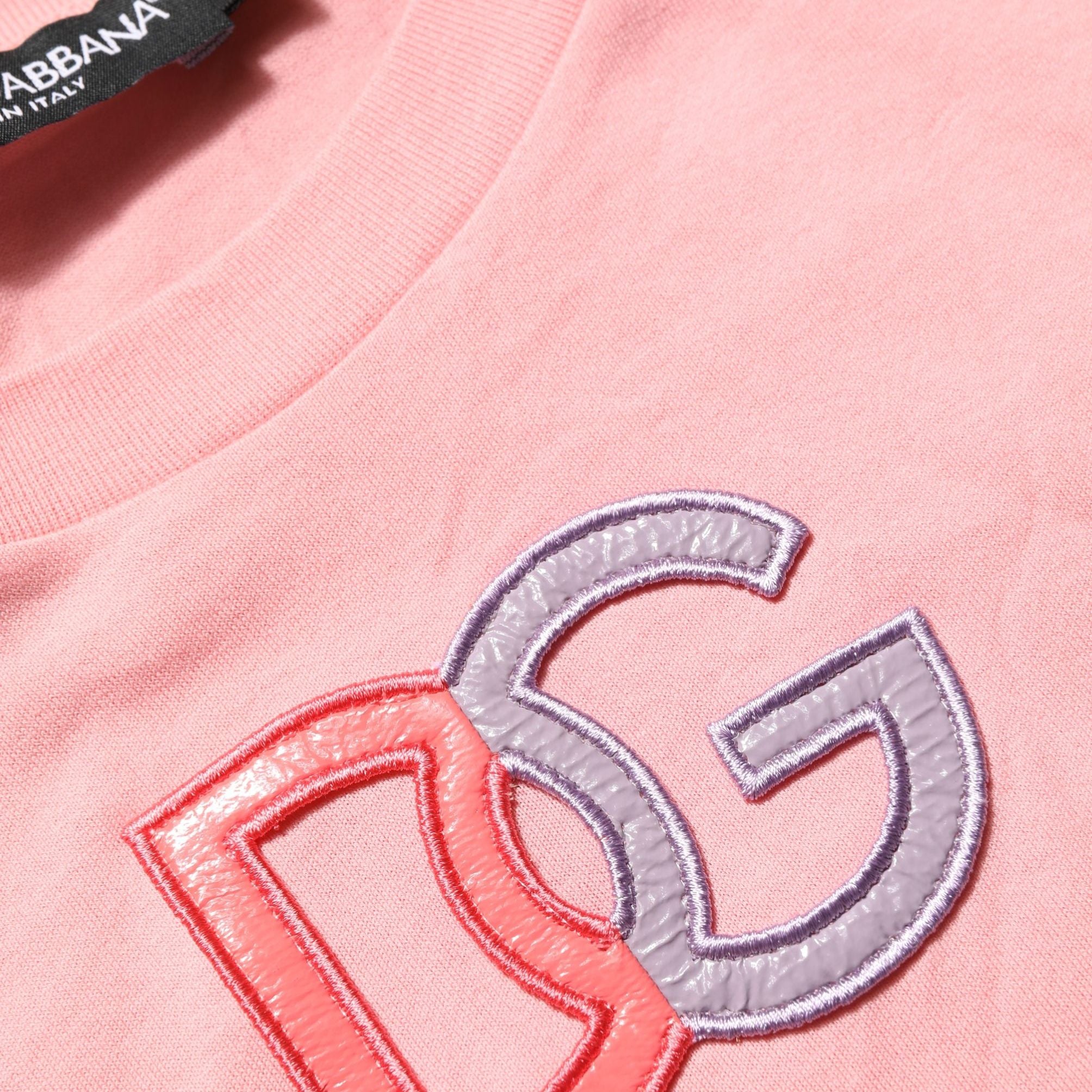 Dolce & Gabbana Pink Cotton DG Logo Round Neck Tank T-shirt