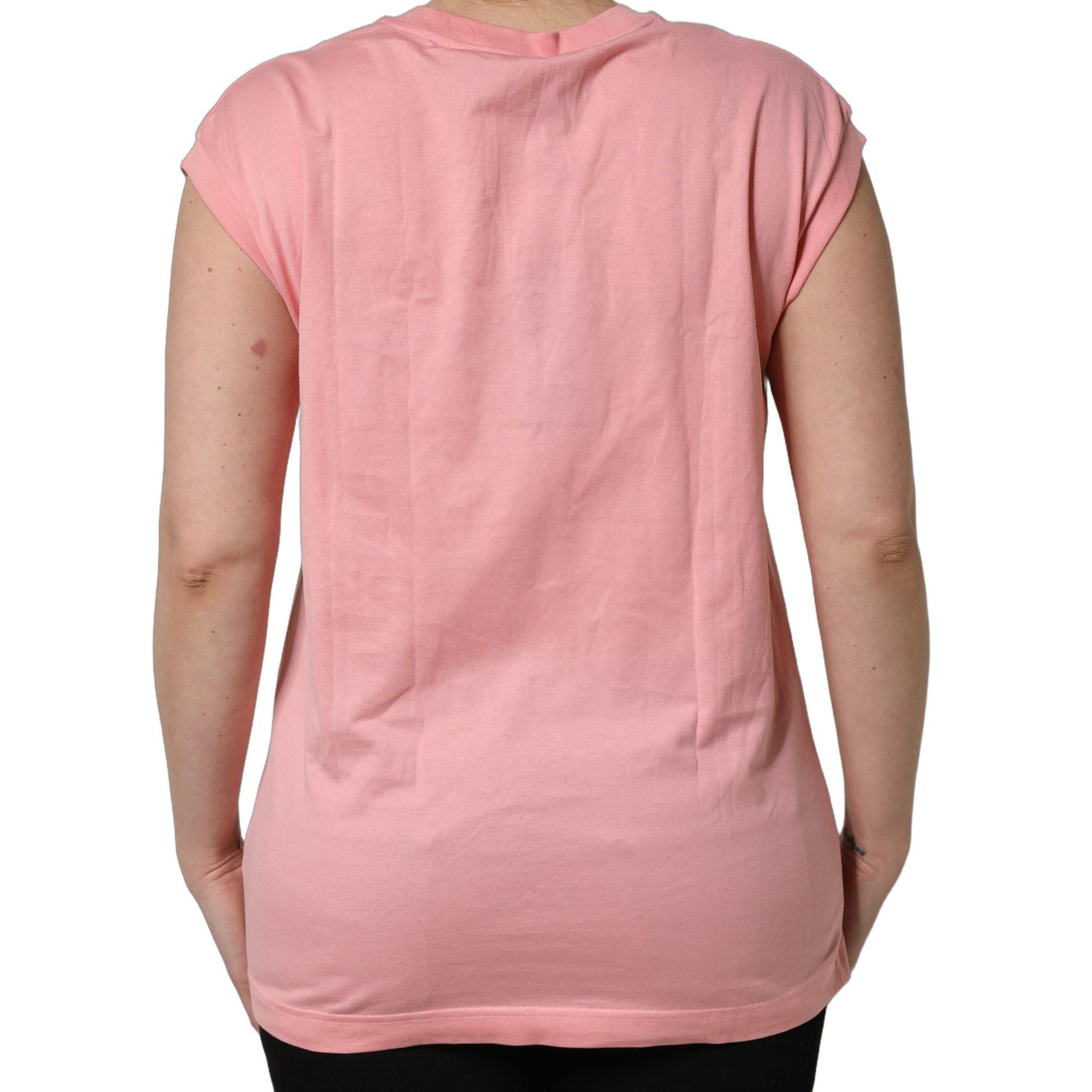 Dolce & Gabbana Pink Cotton DG Logo Round Neck Tank T-shirt
