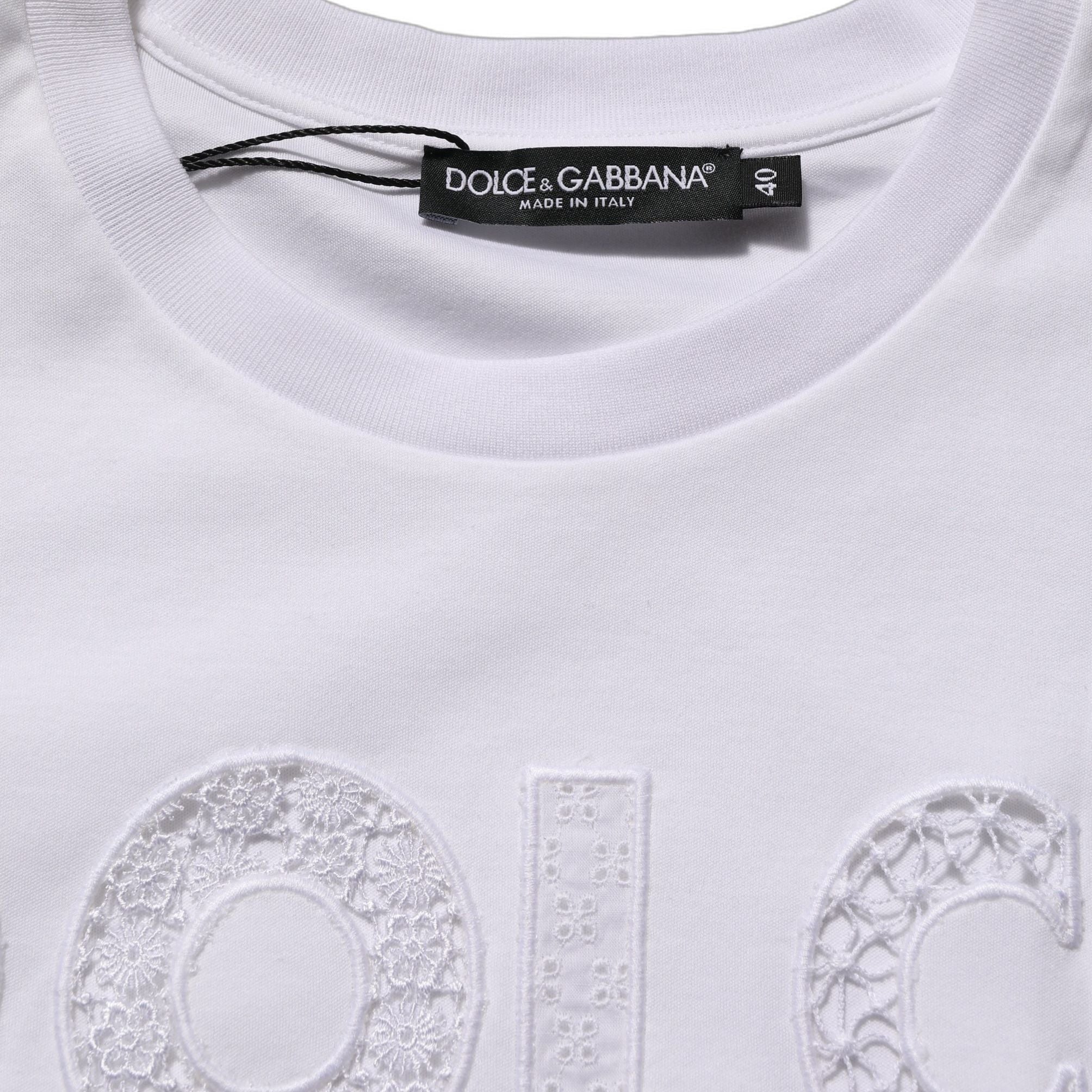Dolce & Gabbana White Logo Round Neck Sleeveless T-shirt
