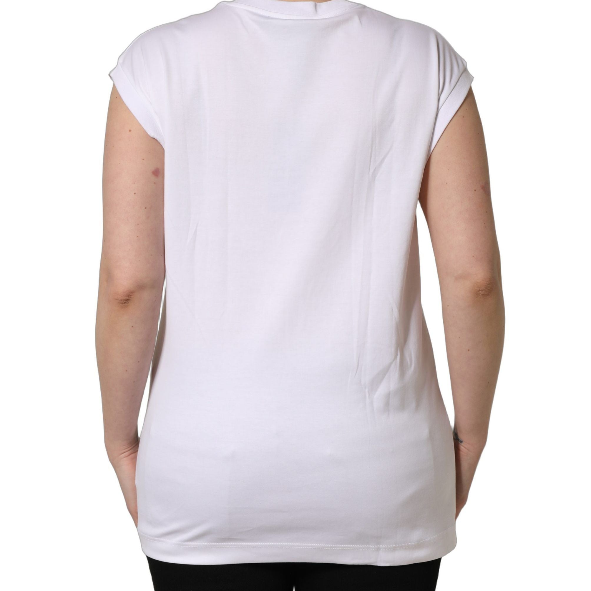 Dolce & Gabbana White Logo Round Neck Sleeveless T-shirt
