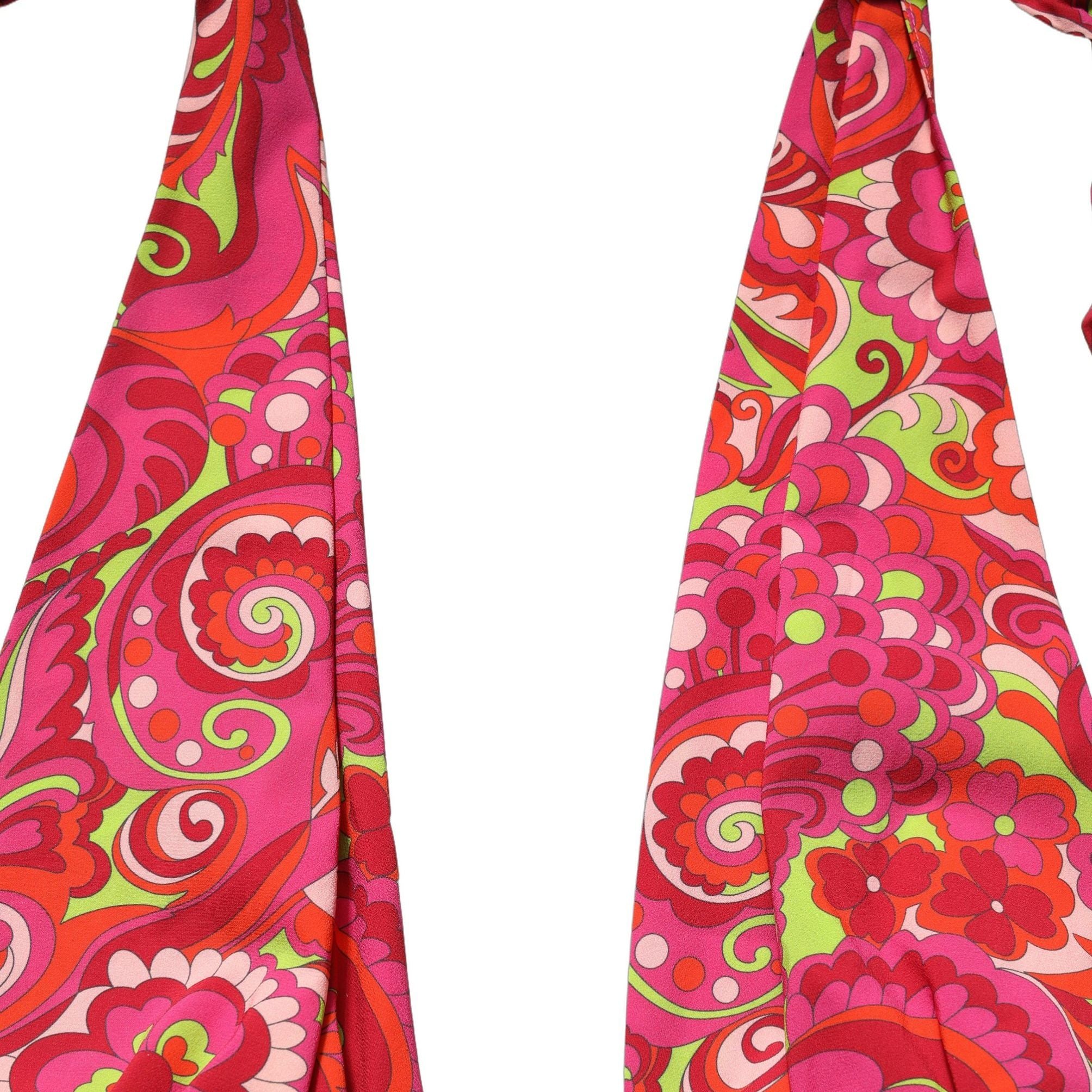 Dolce & Gabbana Red Paisley Silk Halter Neck Crop Tank Top