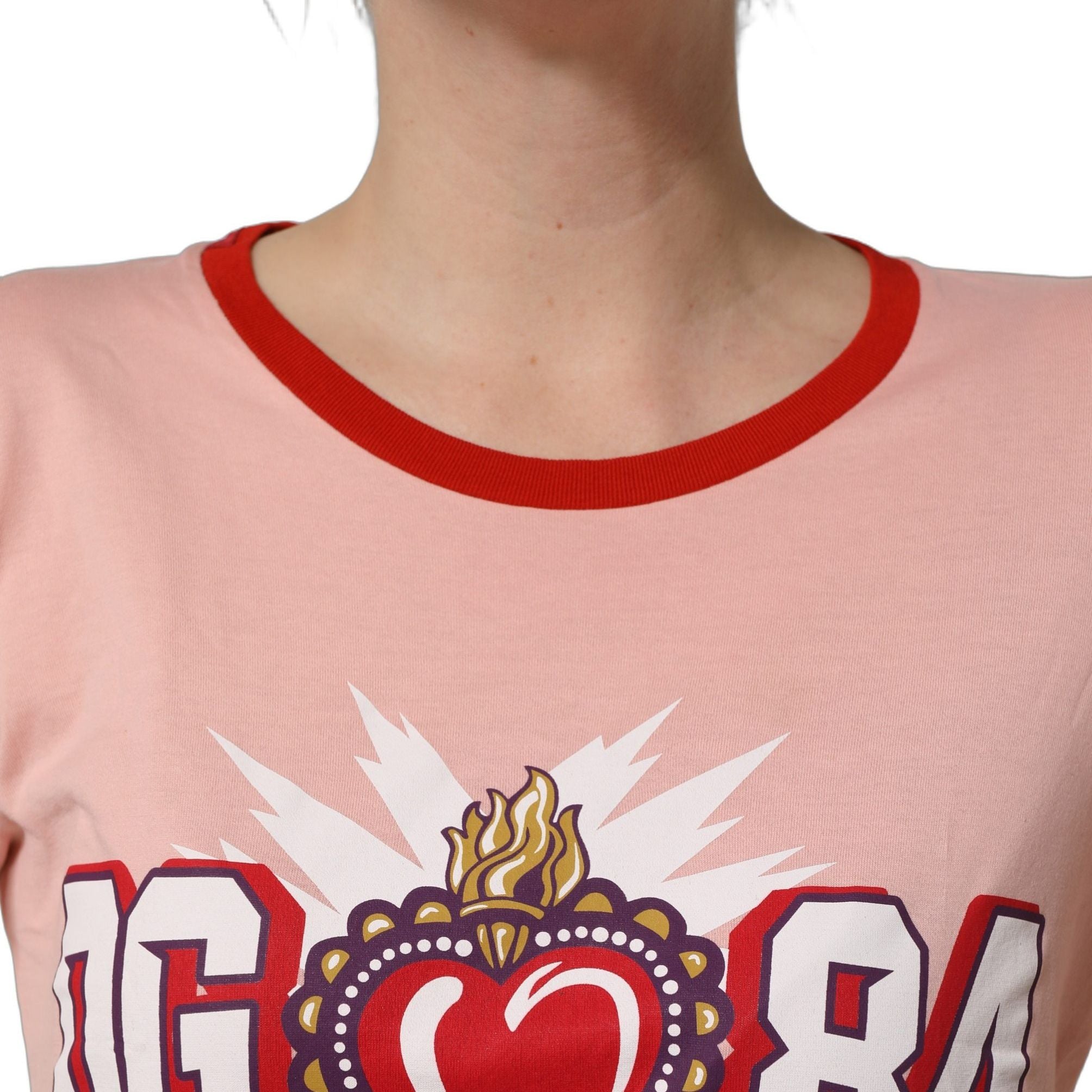 Dolce & Gabbana Pink Graphic Print Cotton Crew Neck T-shirt