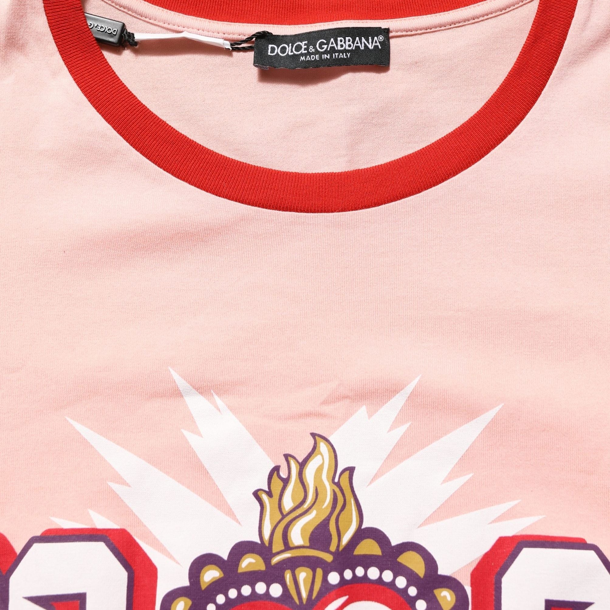 Dolce & Gabbana Pink Graphic Print Cotton Crew Neck T-shirt