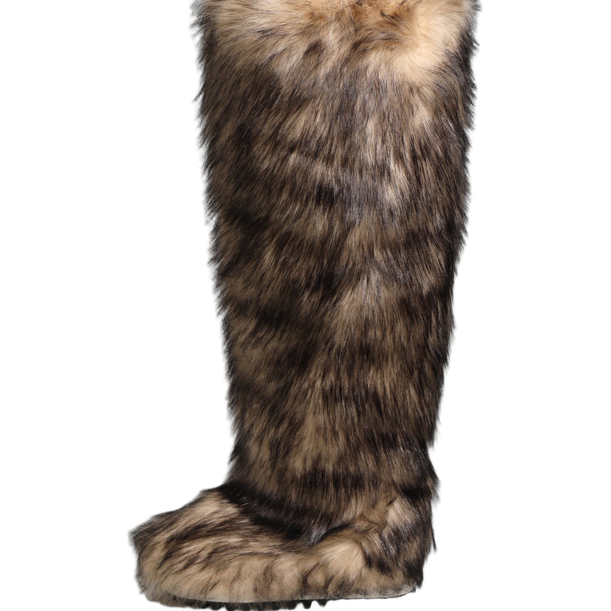 Dolce & Gabbana Brown Faux Skim Ski Fur Knee High Boots Shoes