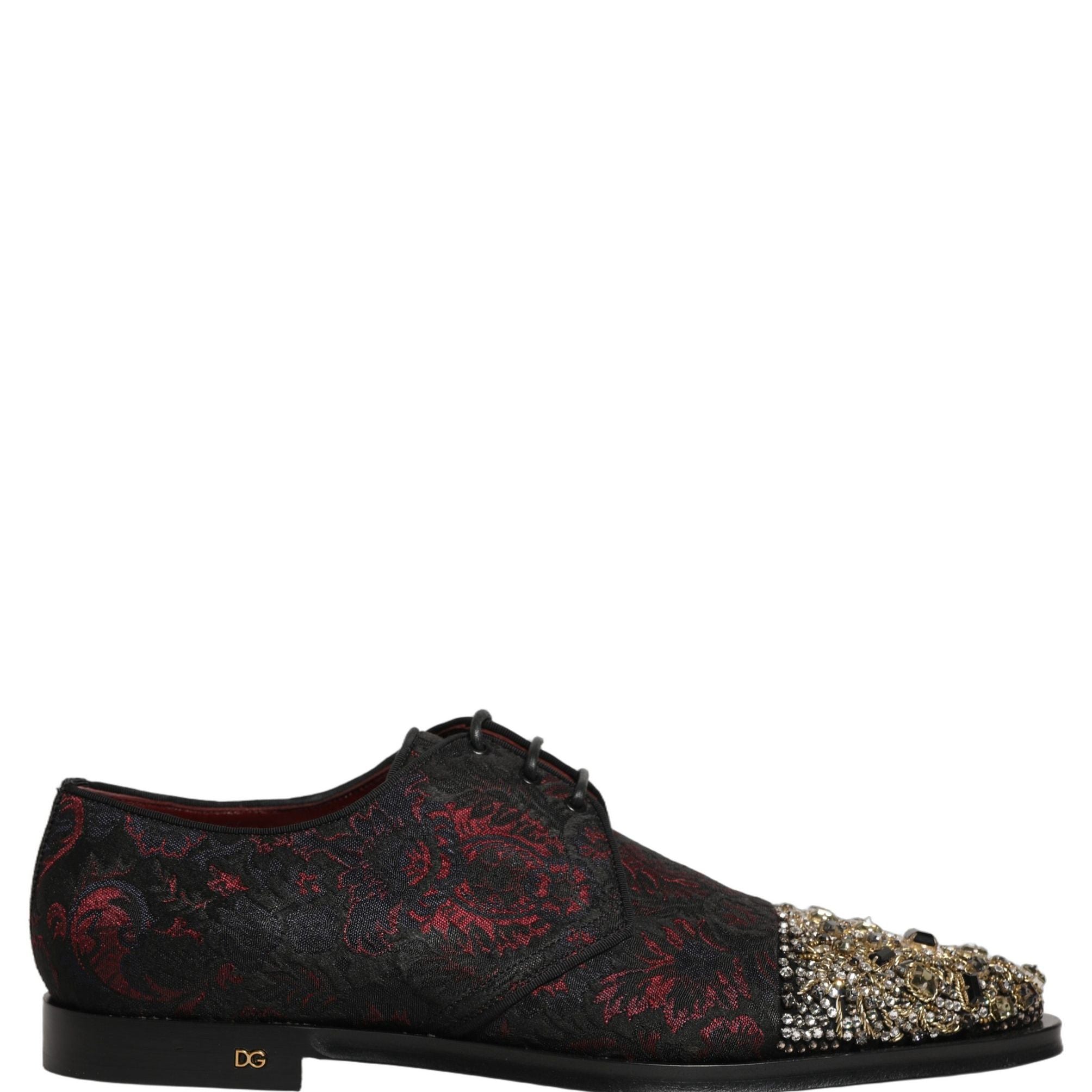 Dolce & Gabbana Black Red Embellished Derby Dress Formal Shoes