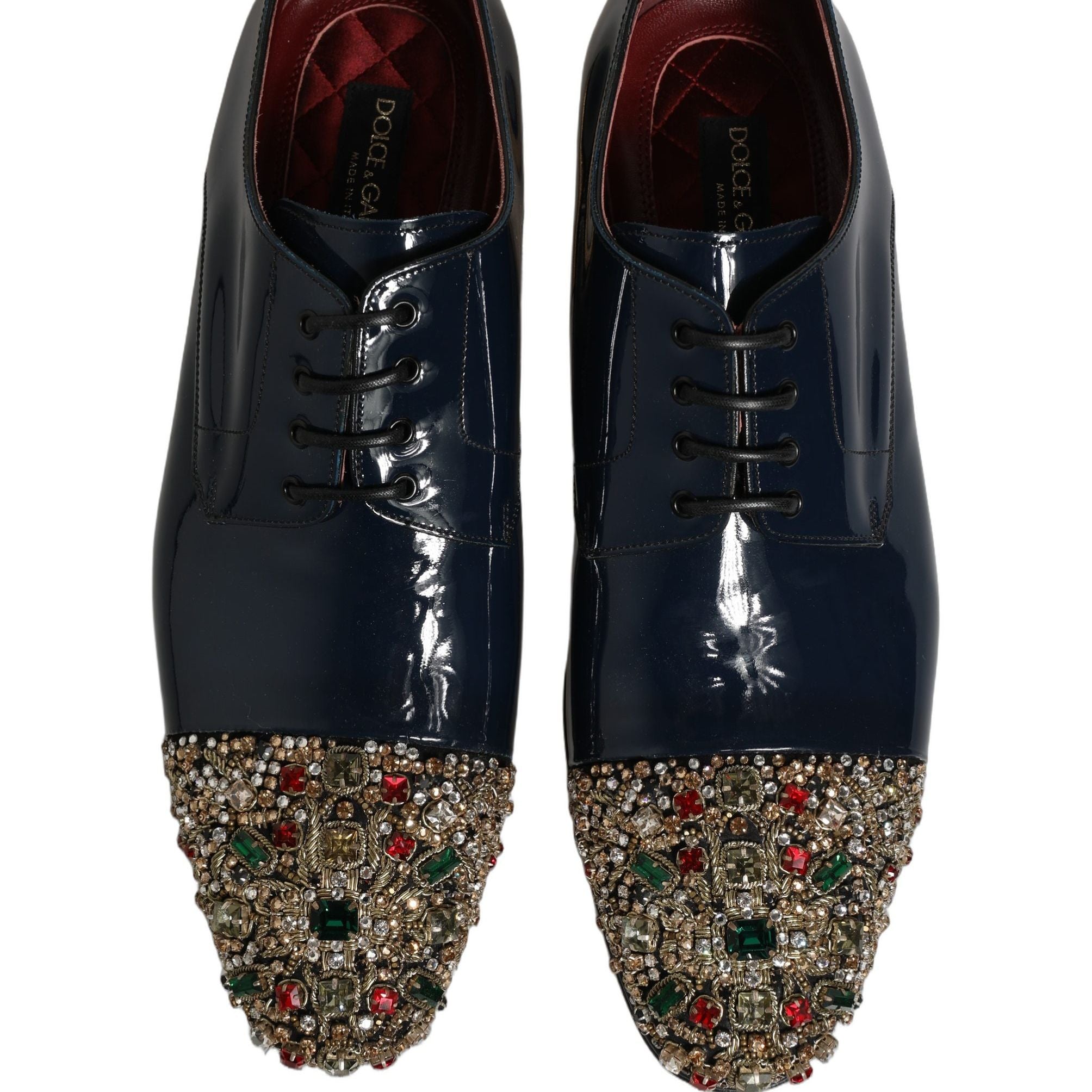 Dolce & Gabbana Blue Embellished Men Derby Dress Formal Shoes