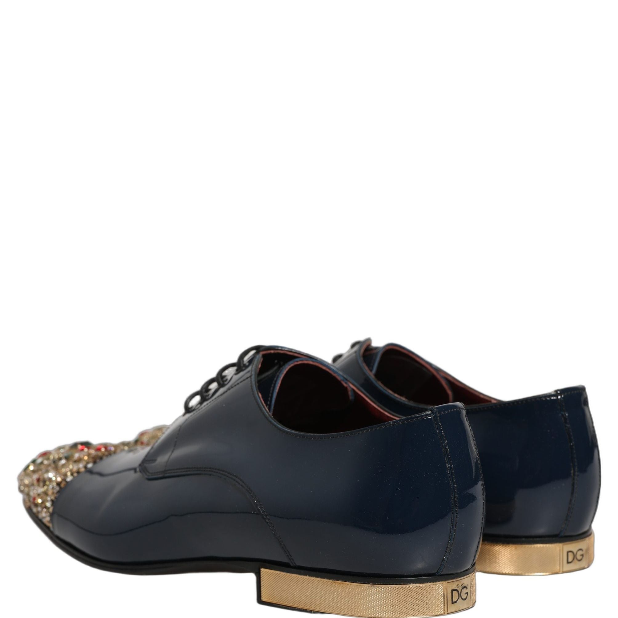Dolce & Gabbana Blue Embellished Men Derby Dress Formal Shoes