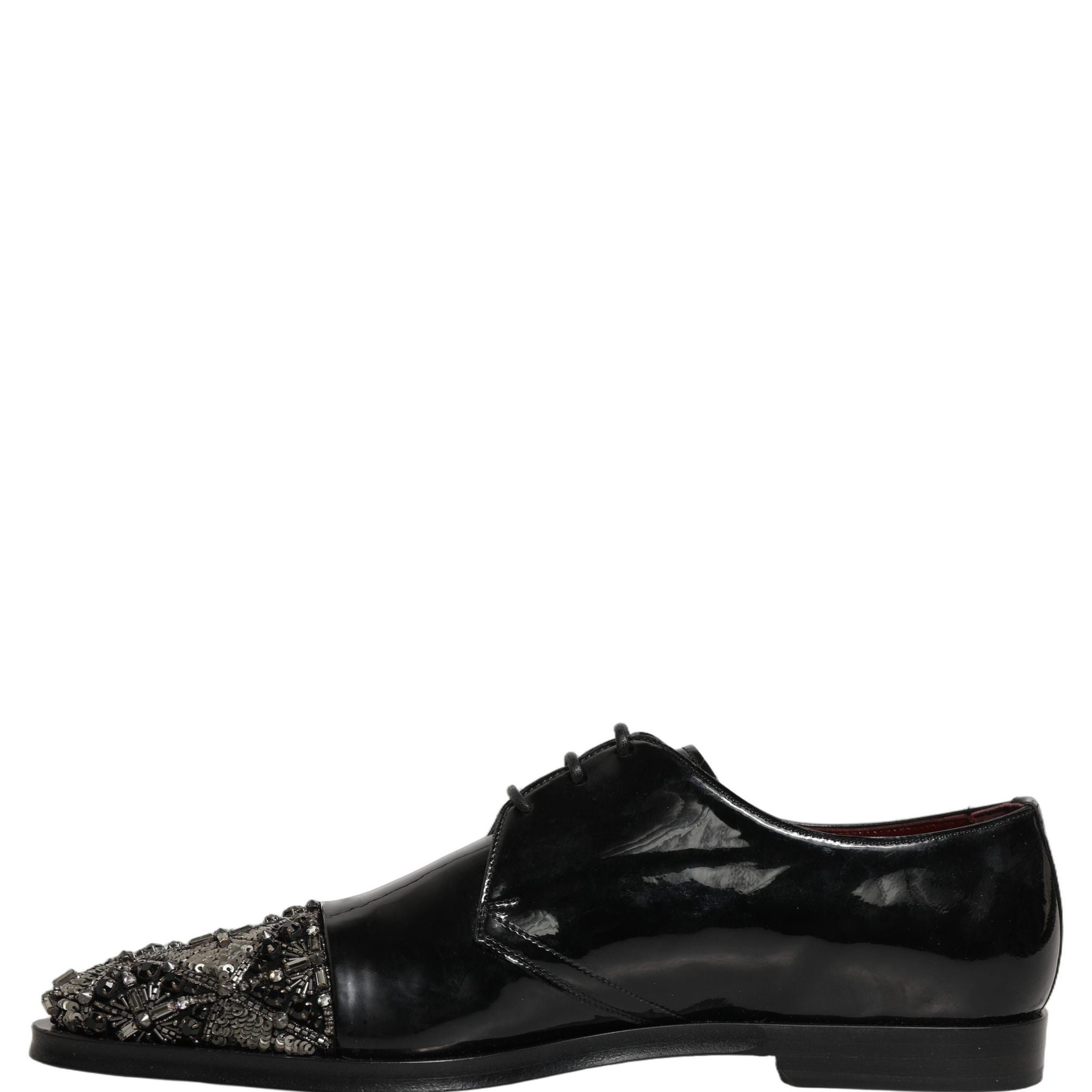 Dolce & Gabbana Black Embellished Men Derby Dress Formal Shoes