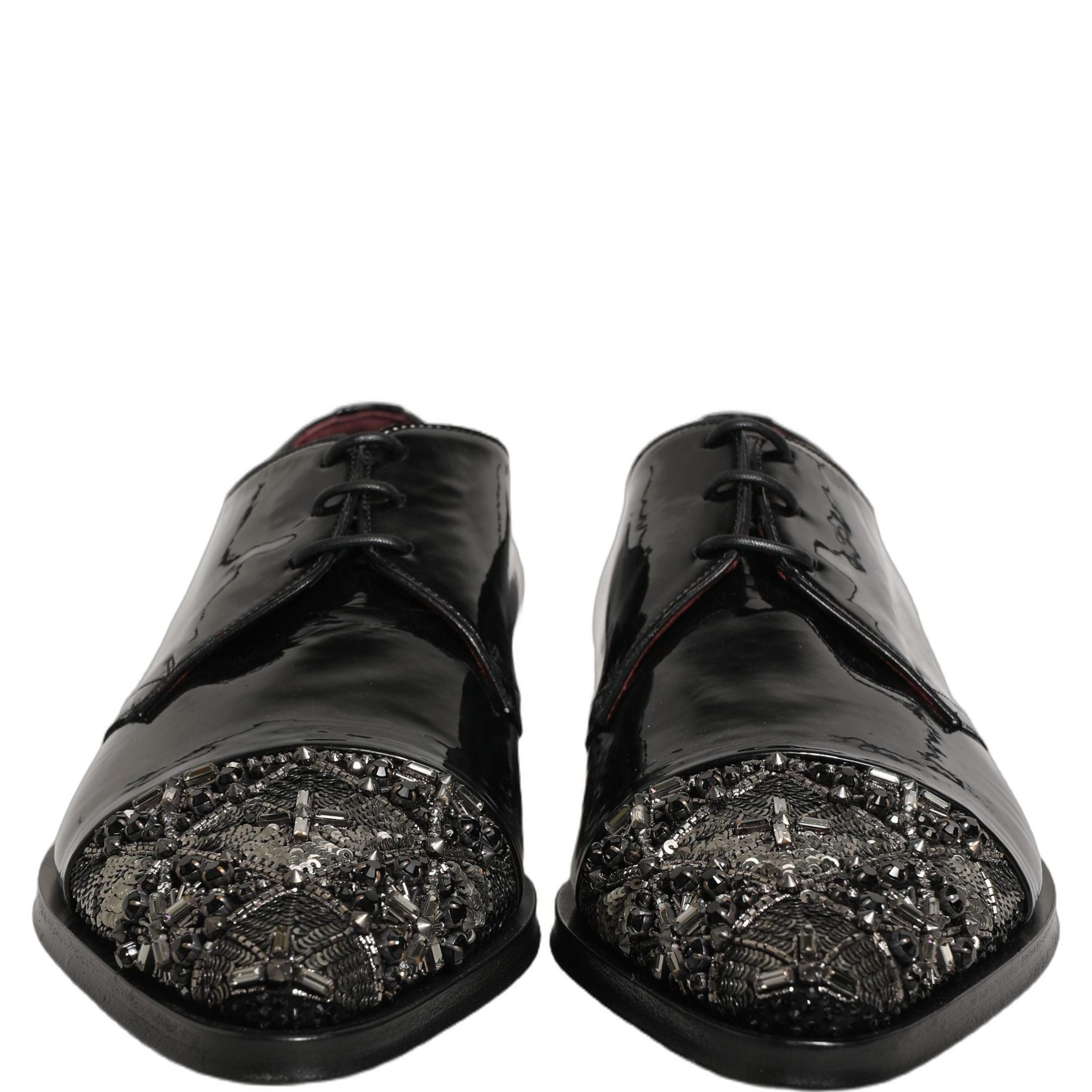 Dolce & Gabbana Black Embellished Derby Dress Formal Shoes