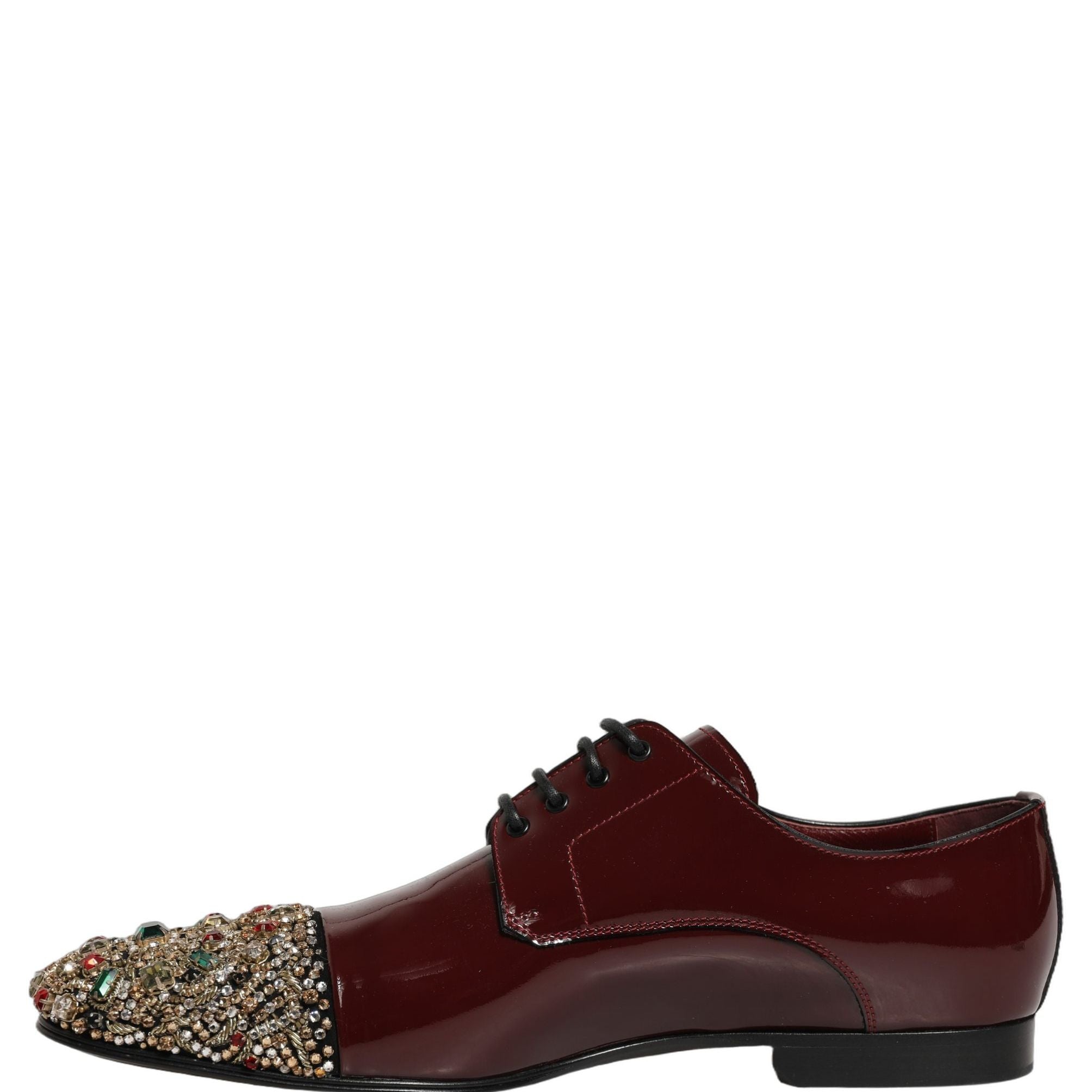 Dolce & Gabbana Maroon Embellished Derby Dress Formal Shoes