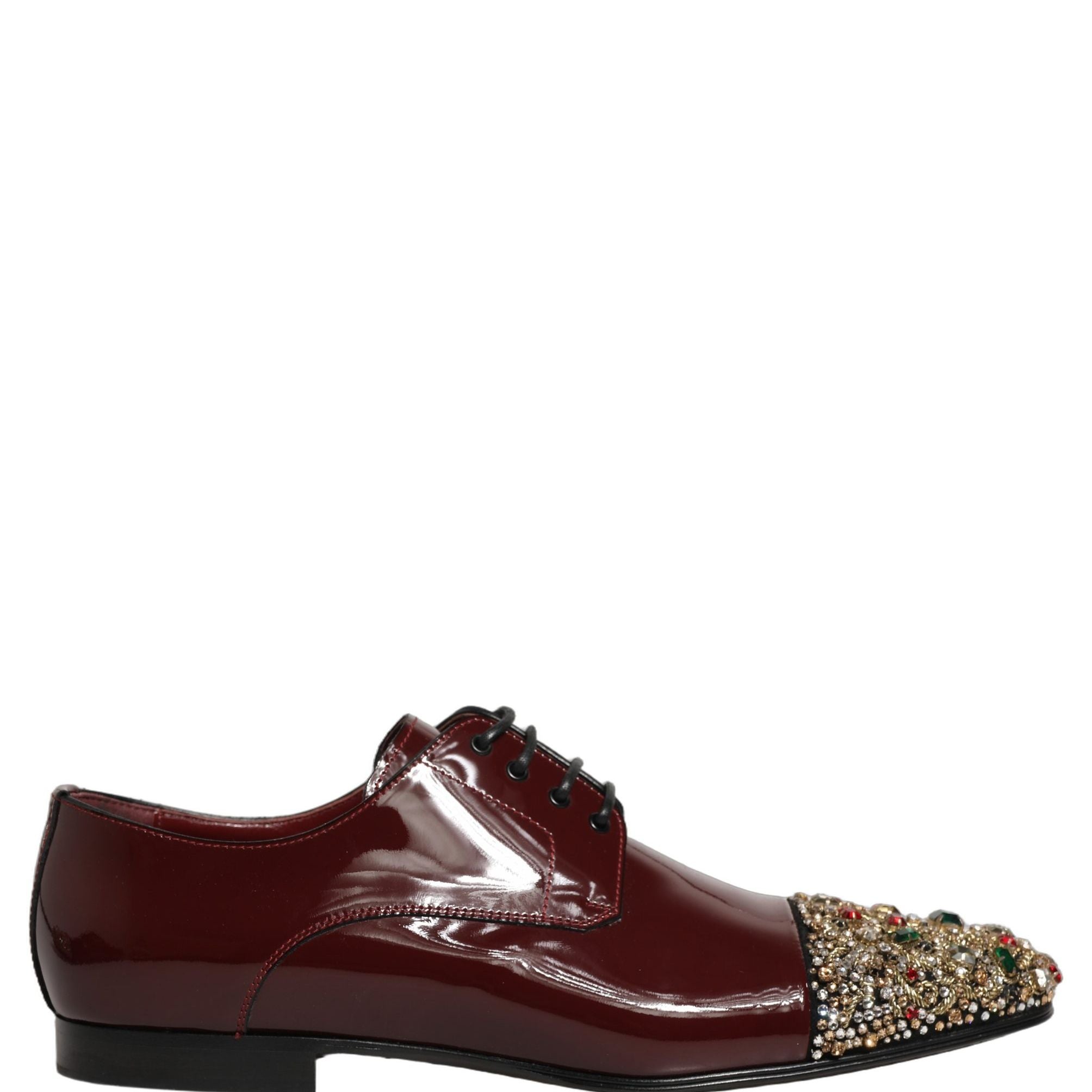 Dolce & Gabbana Maroon Embellished Derby Dress Formal Shoes