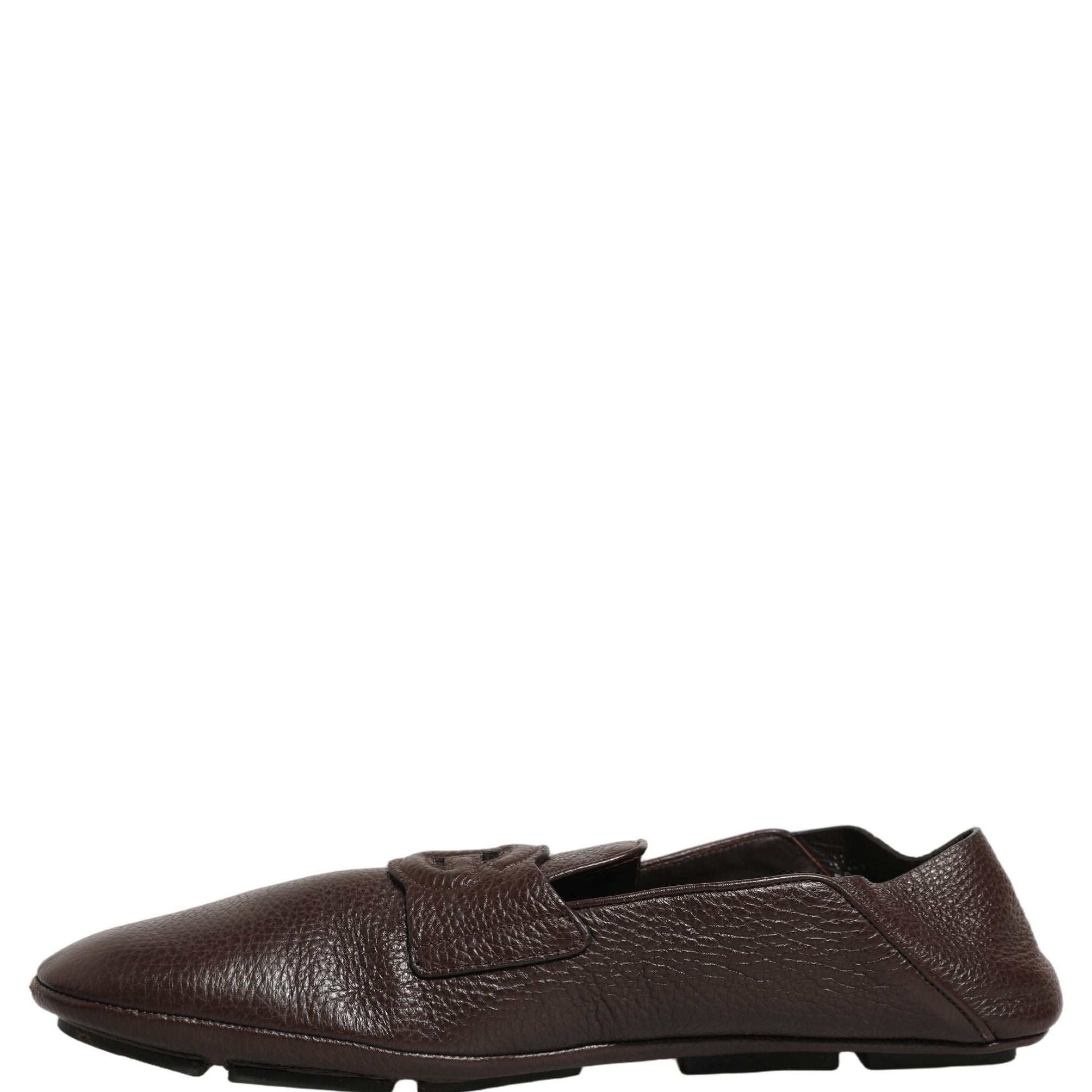 Dolce & Gabbana Brown Deerskin Leather Driver Loafers Shoes