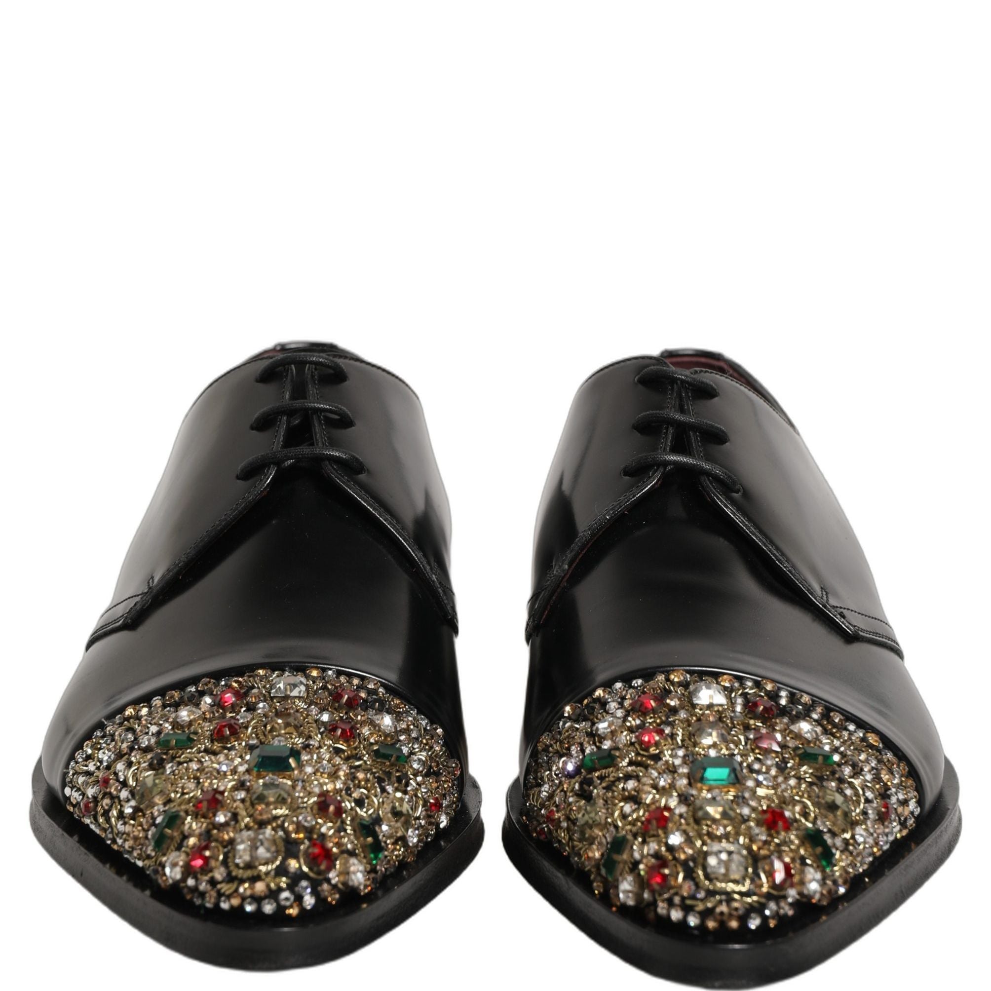 Dolce & Gabbana Black Embellished Derby Dress Formal Shoes