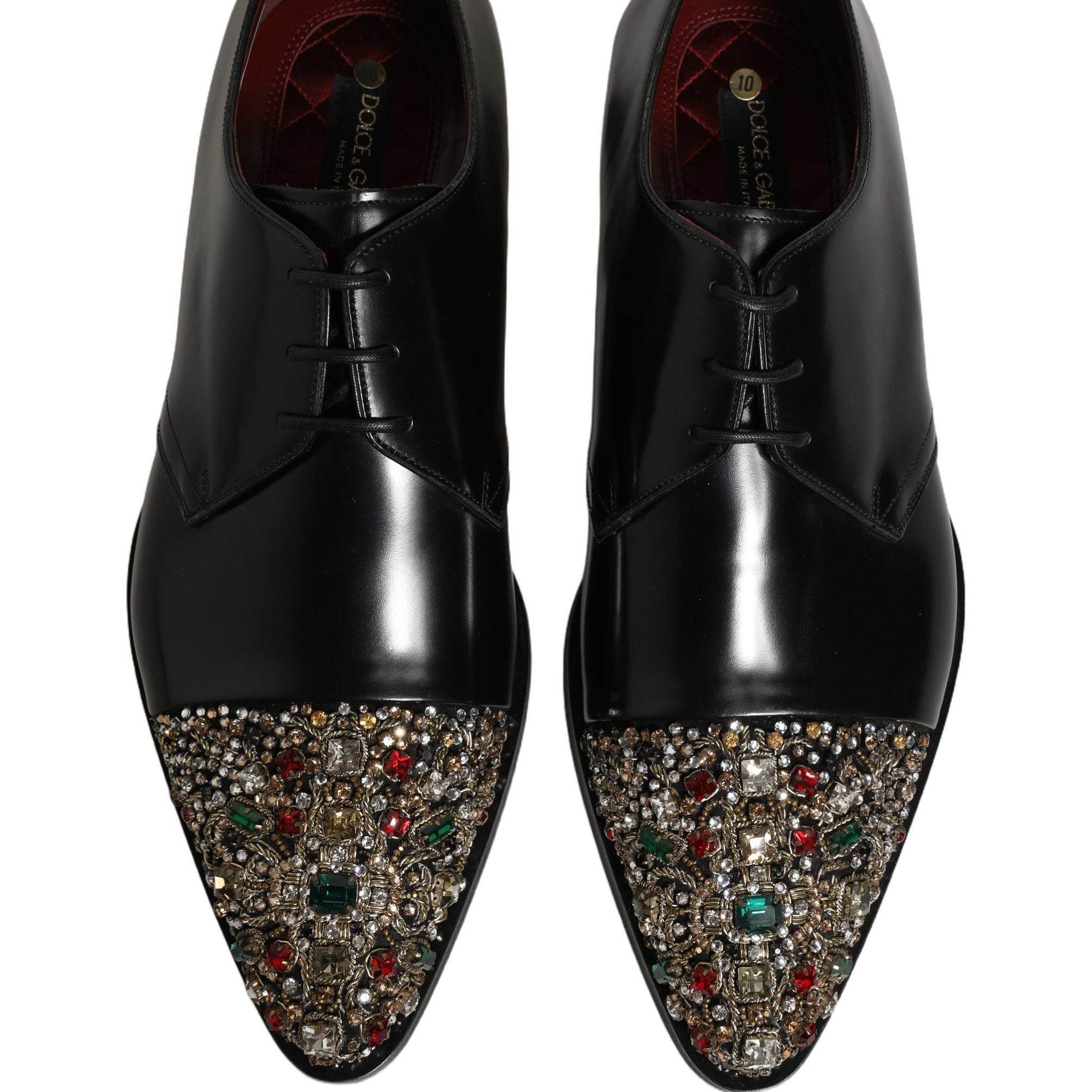 Dolce & Gabbana Black Embellished Derby Dress Formal Shoes