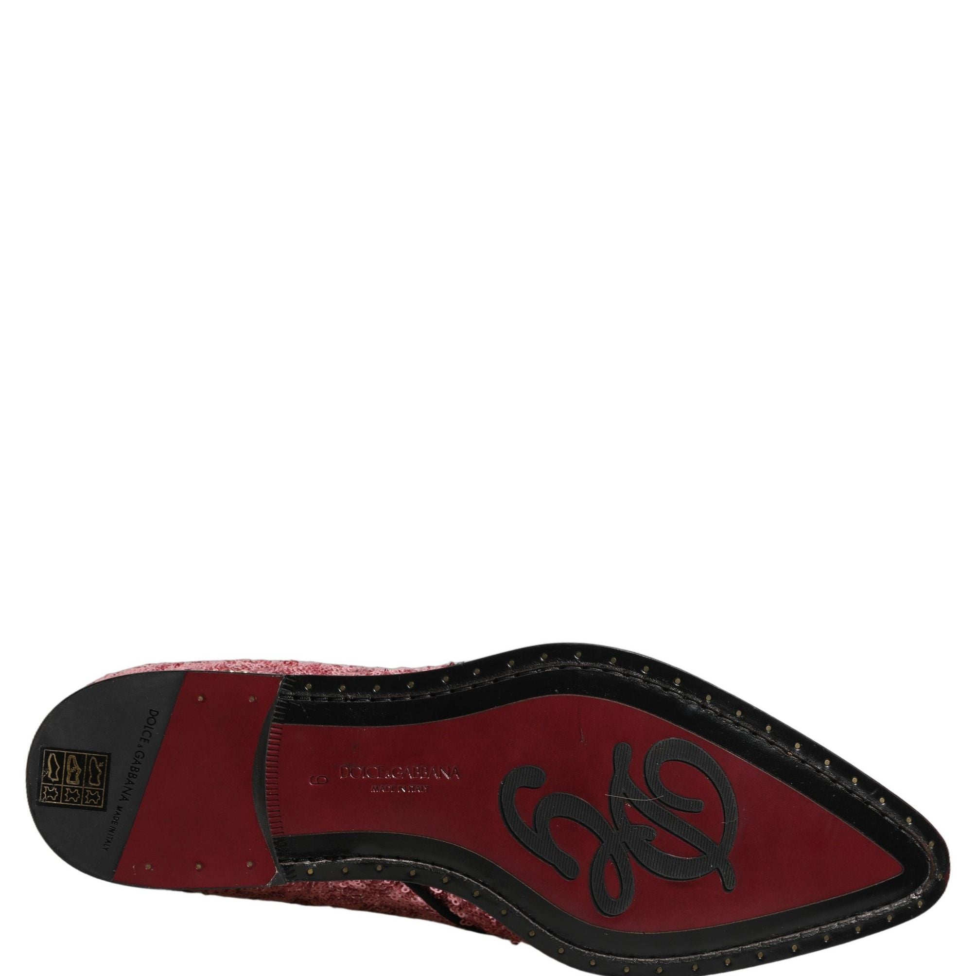 Dolce & Gabbana Pink Sequin Embellished Men Derby Dress Shoes