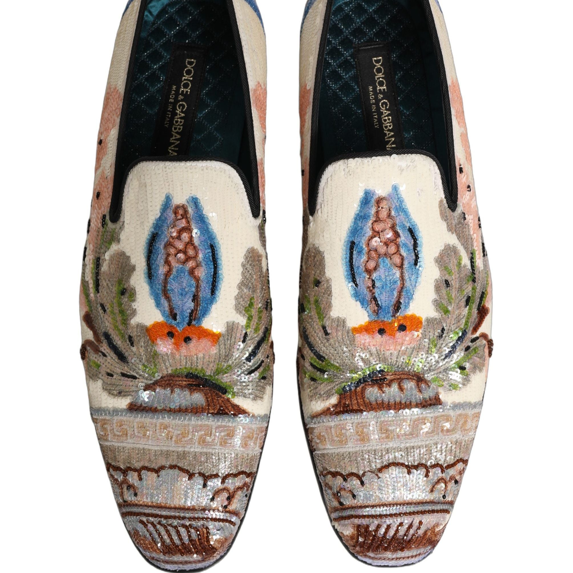 Dolce & Gabbana Multicolor Sequin Embroidered Loafers Shoes