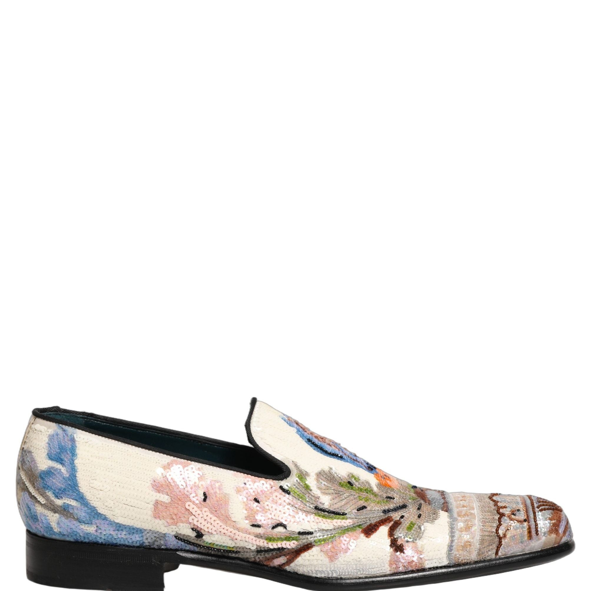 Dolce & Gabbana Multicolor Sequin Embroidered Loafers Shoes