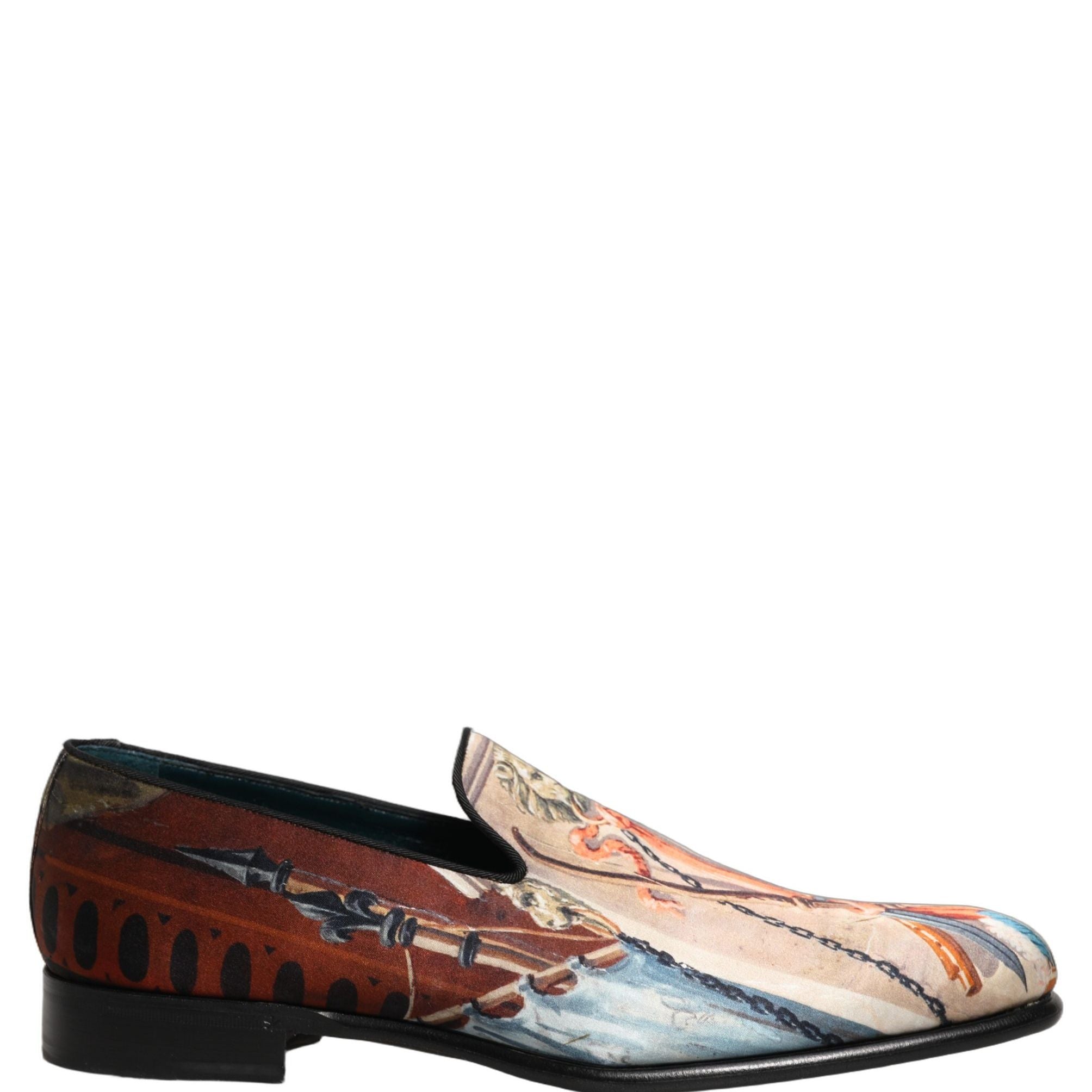 Dolce & Gabbana Multicolor Lion Print Slip On Loafers Shoes
