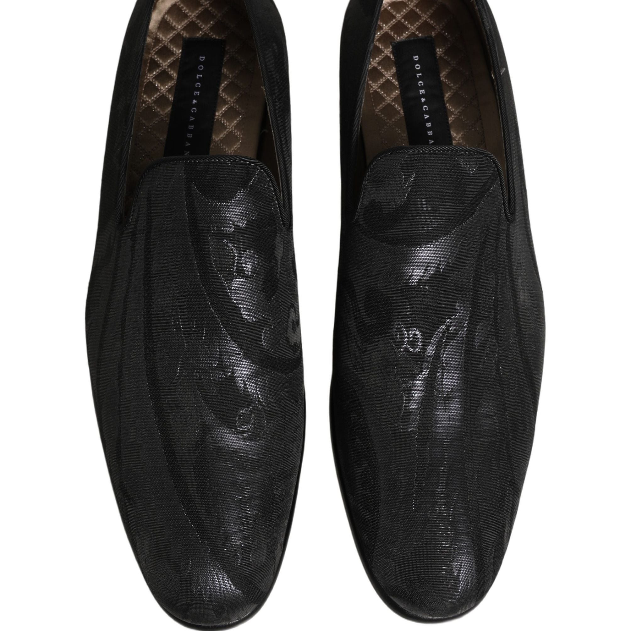 Dolce & Gabbana Black Brocade Men Slip On Dress Loafers Shoes