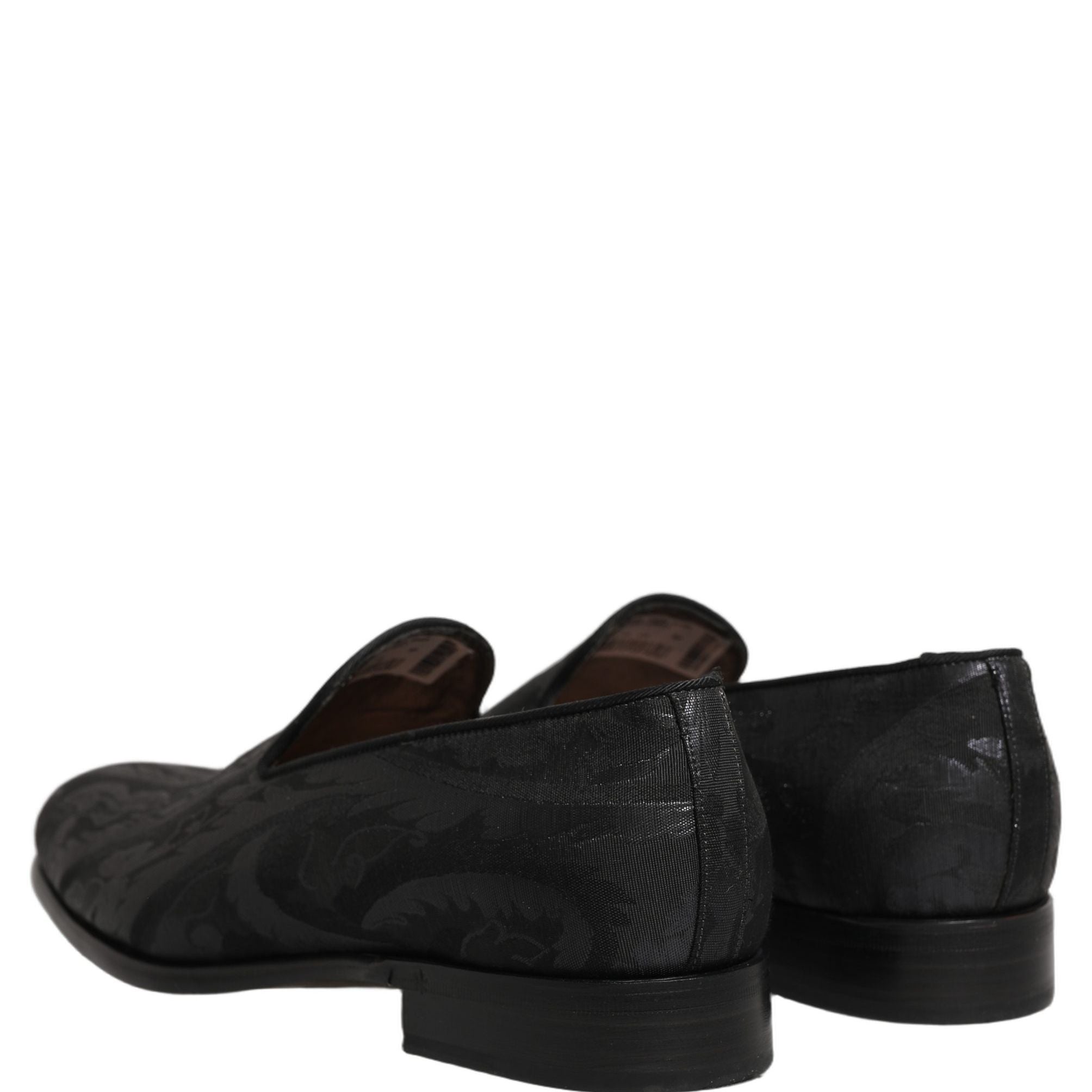 Dolce & Gabbana Black Brocade Men Slip On Dress Loafers Shoes