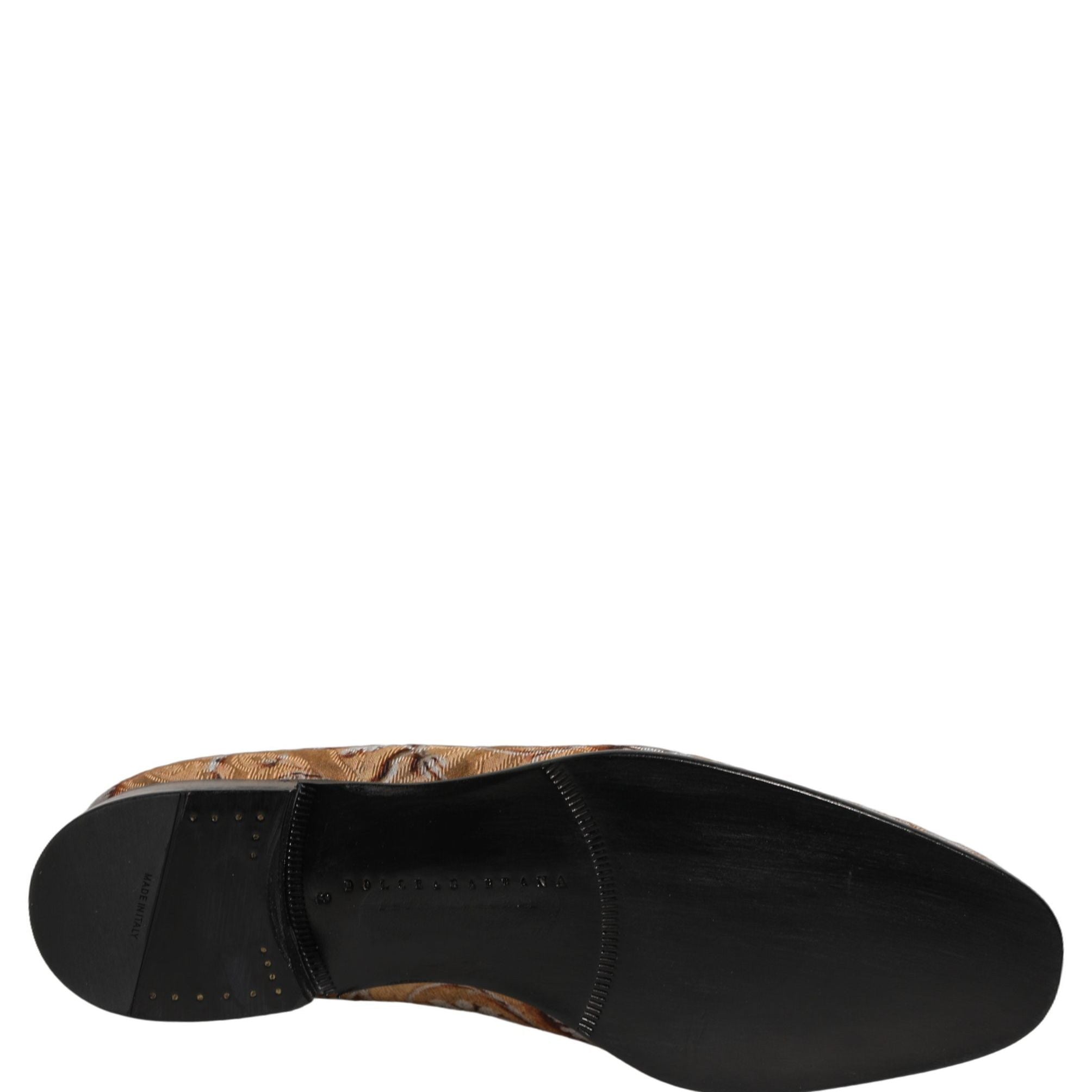 Dolce & Gabbana Beige Brocade Men Slip On Dress Loafers Shoes