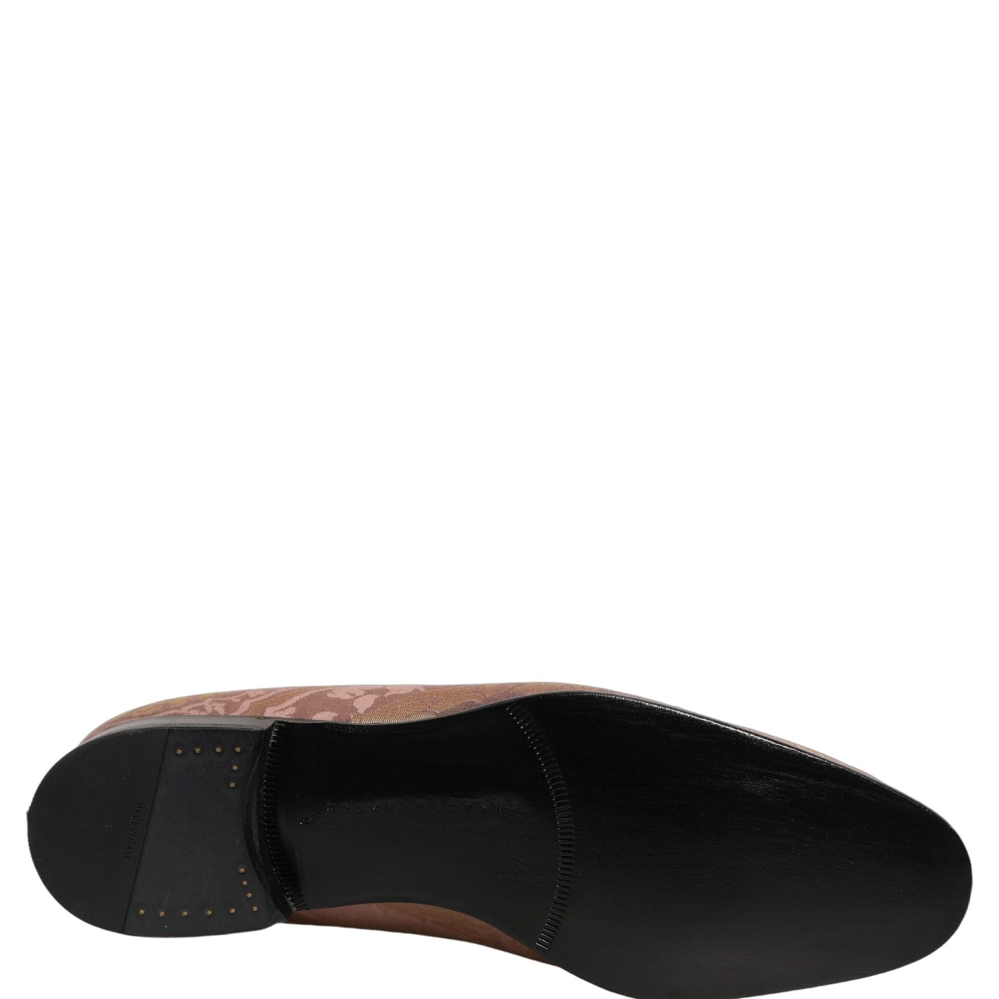 Dolce & Gabbana Pink Brocade Men Slip On Dress Loafers Shoes