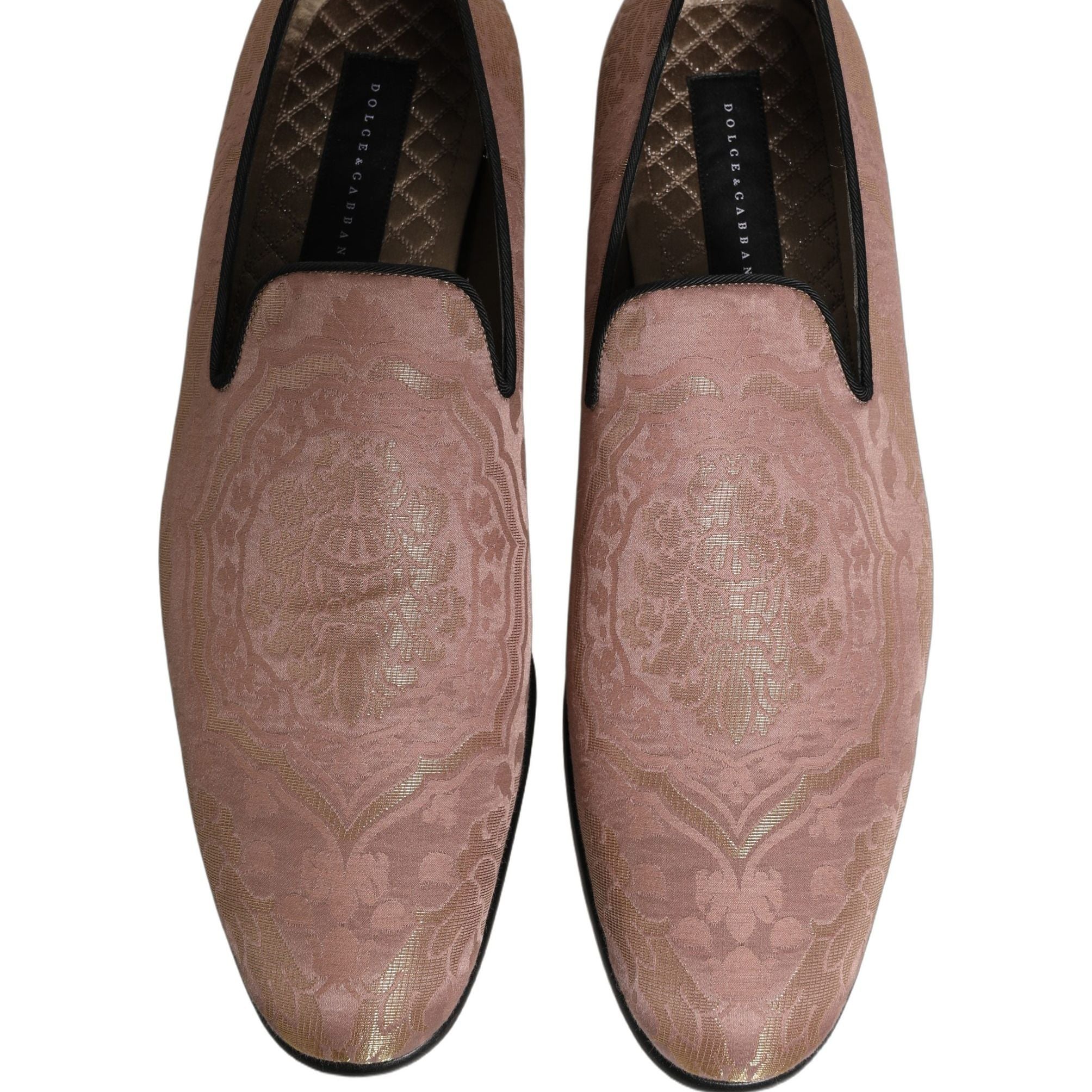 Dolce & Gabbana Pink Brocade Men Slip On Dress Loafers Shoes