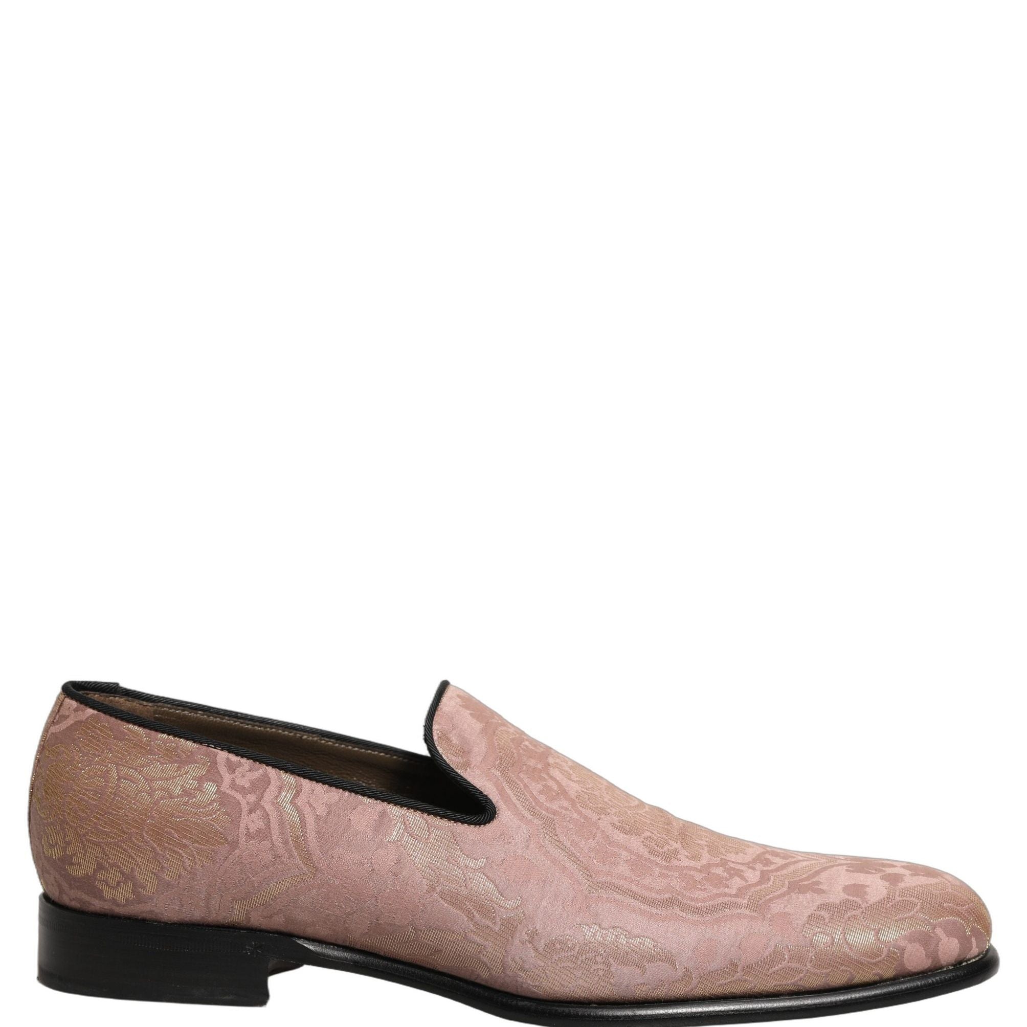 Dolce & Gabbana Pink Brocade Men Slip On Dress Loafers Shoes