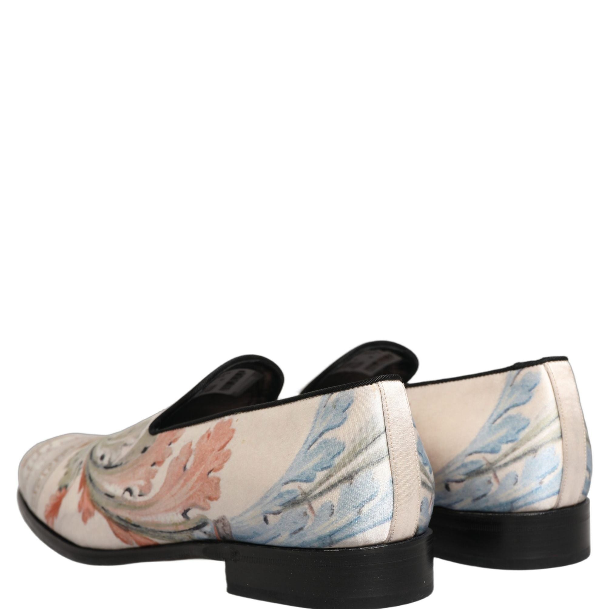 Dolce & Gabbana White Floral Vase Slip On Dress Loafers Shoes