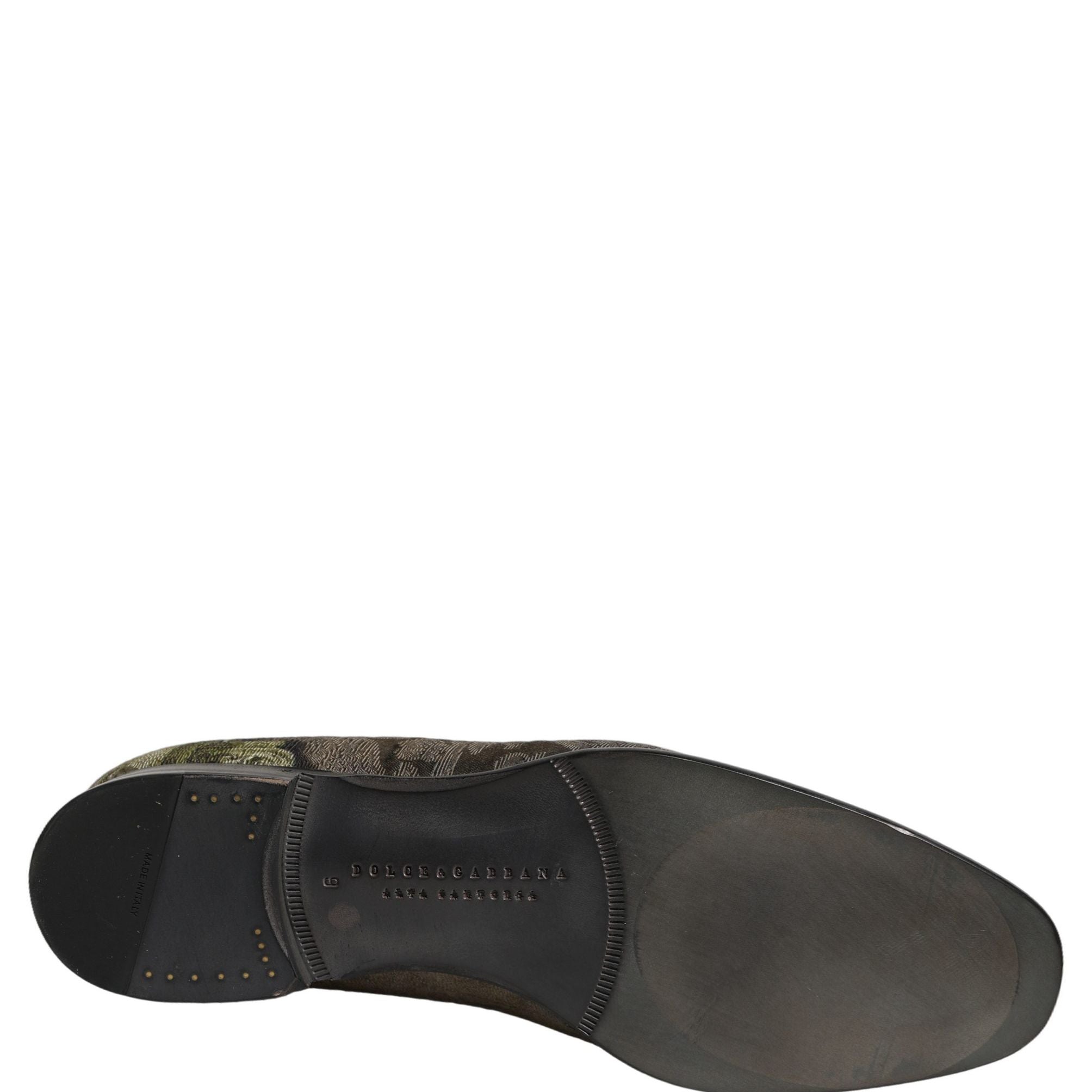 Dolce & Gabbana Brown Baroque Print Slip On Loafers Shoes