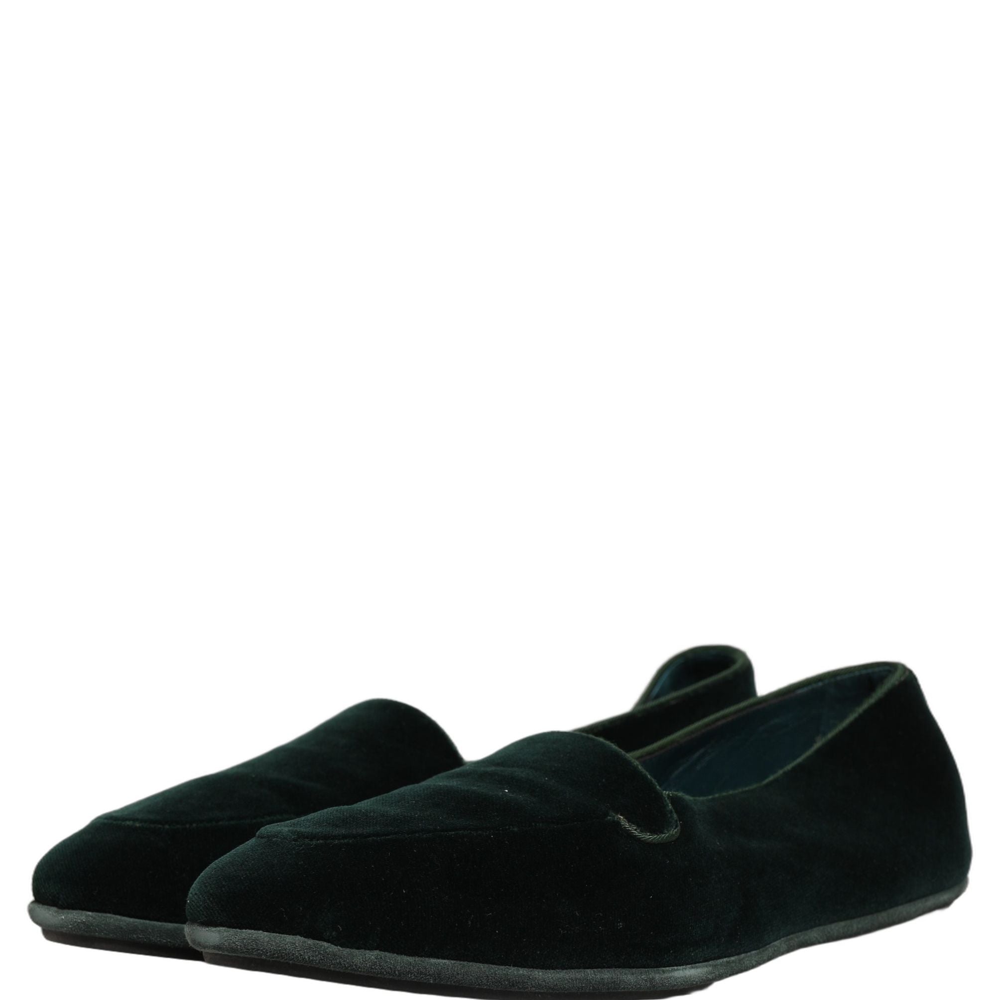 Dolce & Gabbana Green Velvet Slip On Men Flats Loafers Shoes