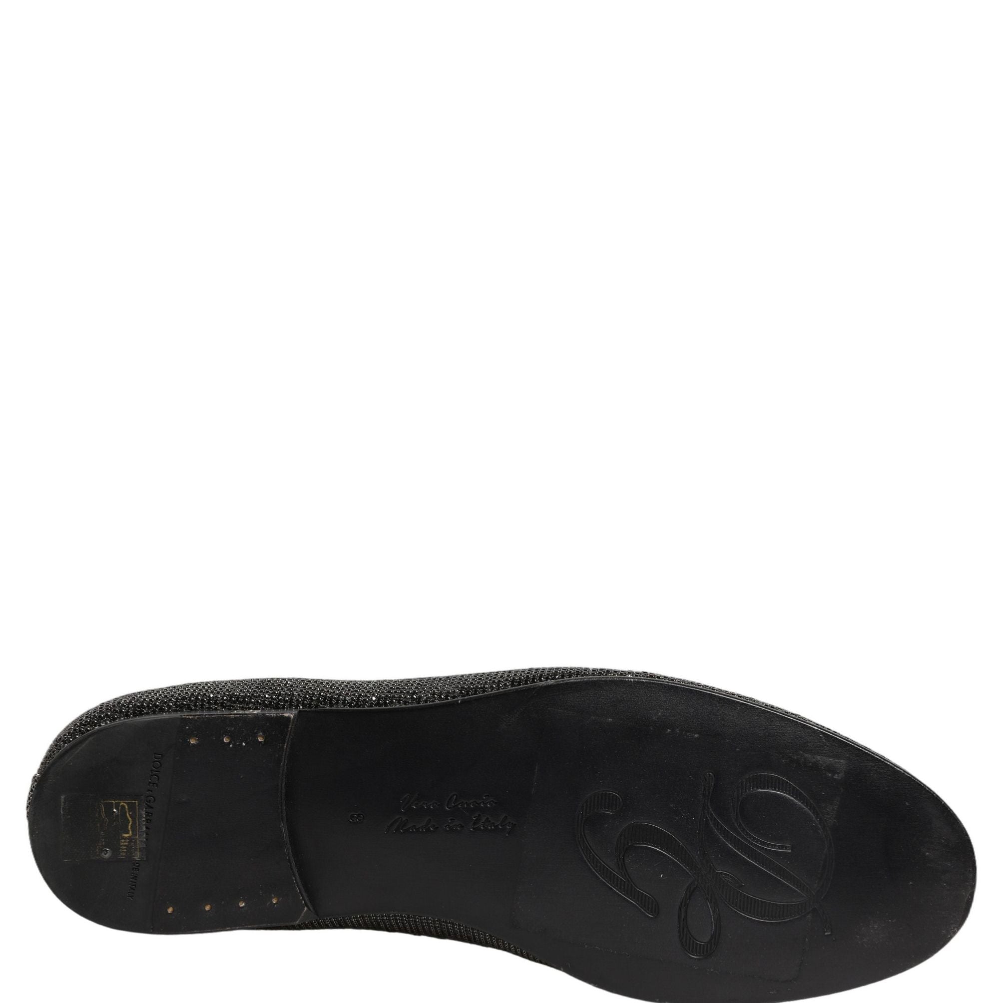 Dolce & Gabbana Black Crystal Embellished Men Loafers Shoes