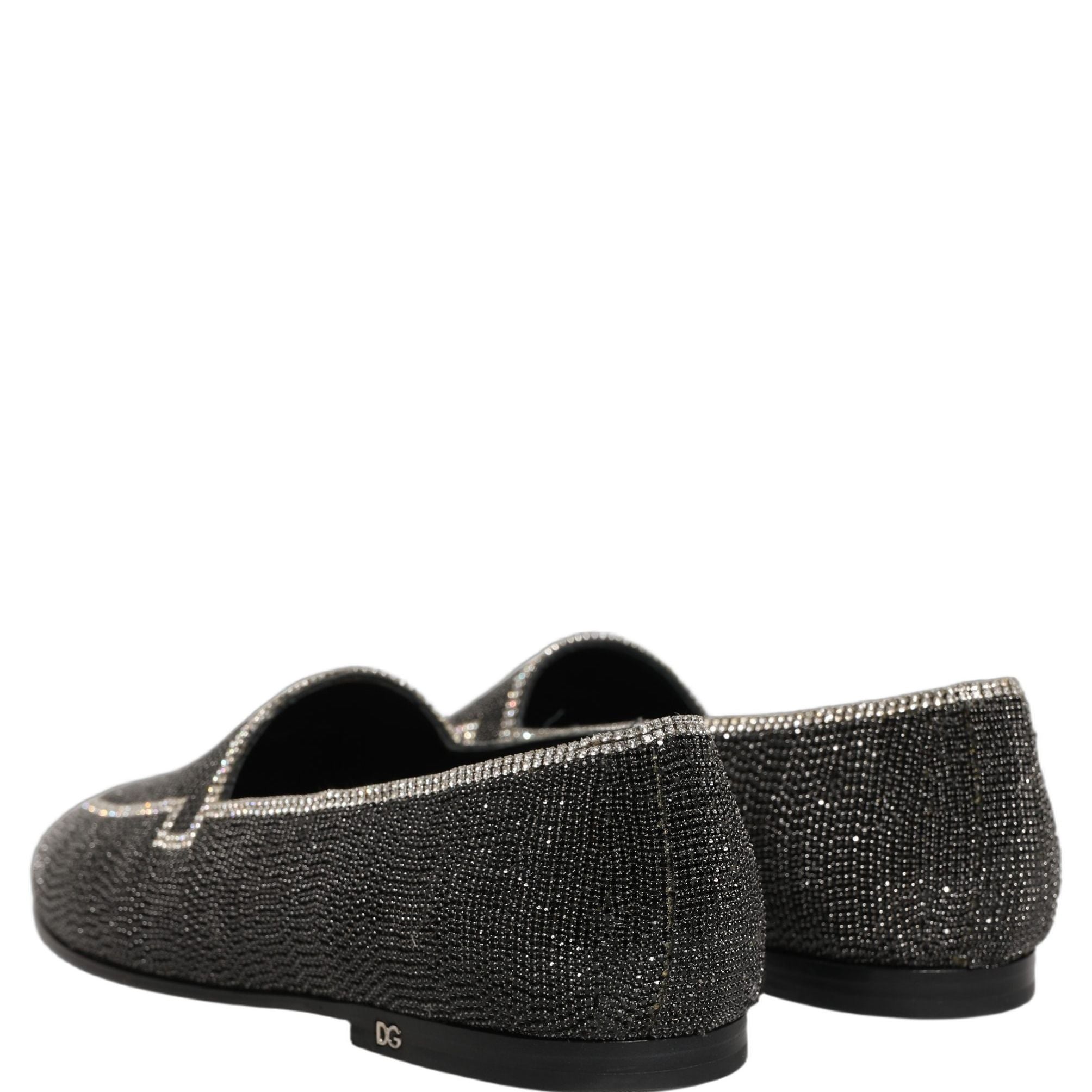 Dolce & Gabbana Black Crystal Embellished Men Loafers Shoes