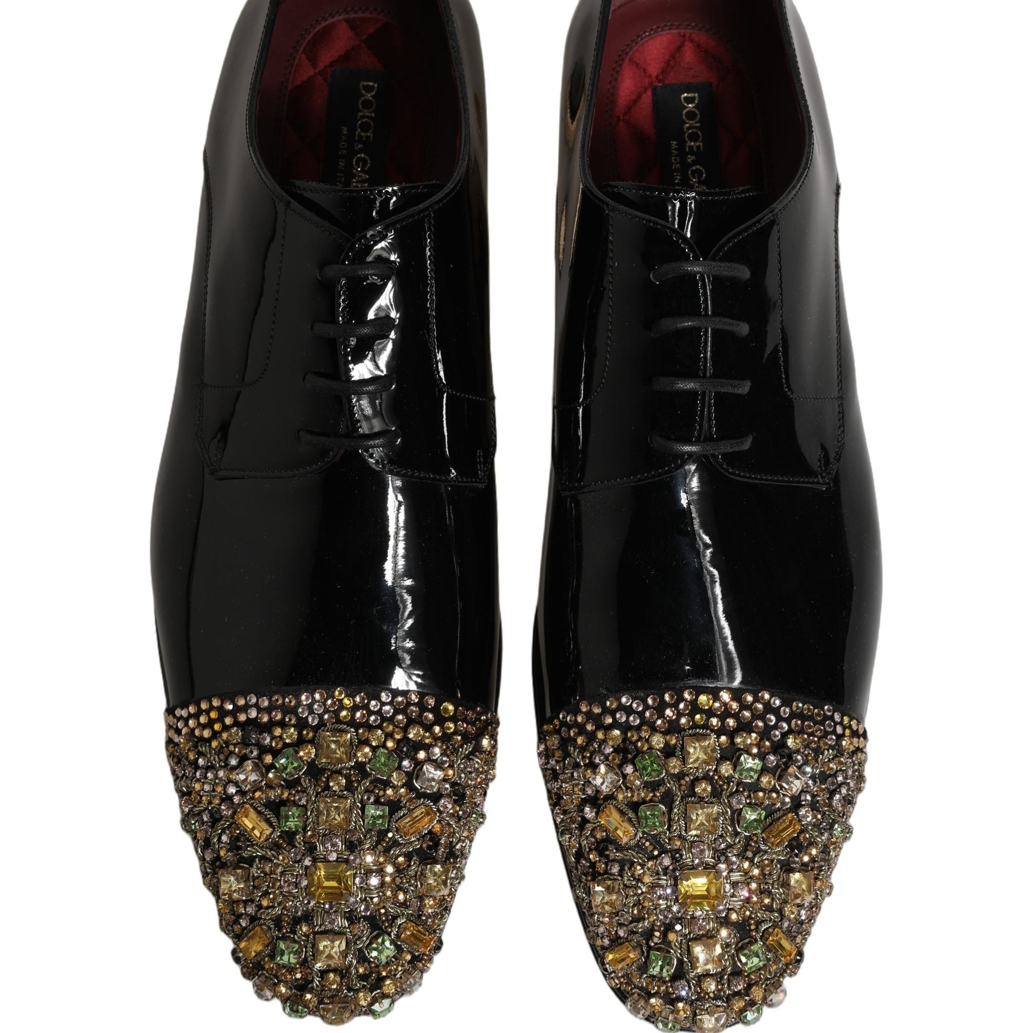Dolce & Gabbana Black Embellished Men Derby Dress Formal Shoes