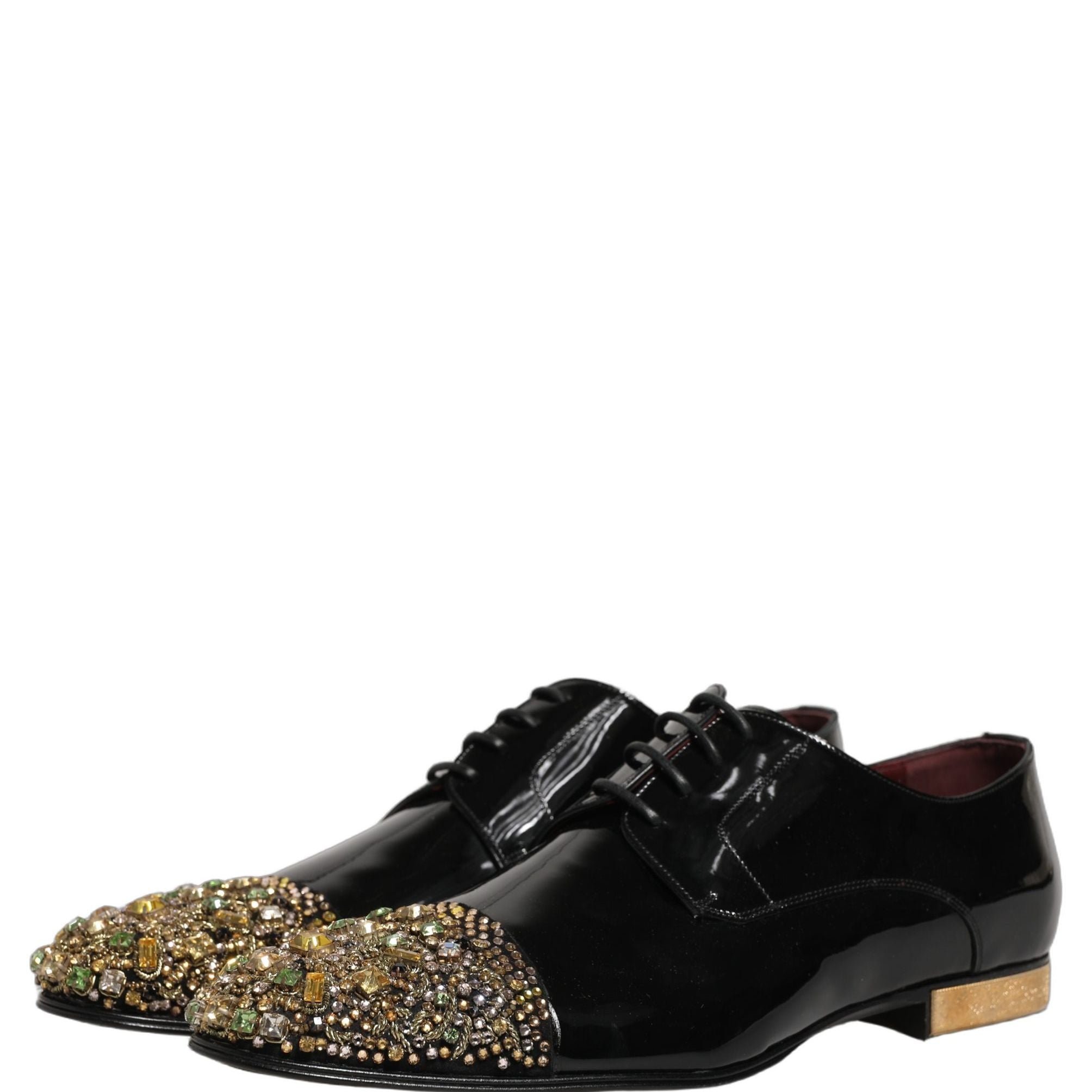 Dolce & Gabbana Black Embellished Men Derby Dress Formal Shoes