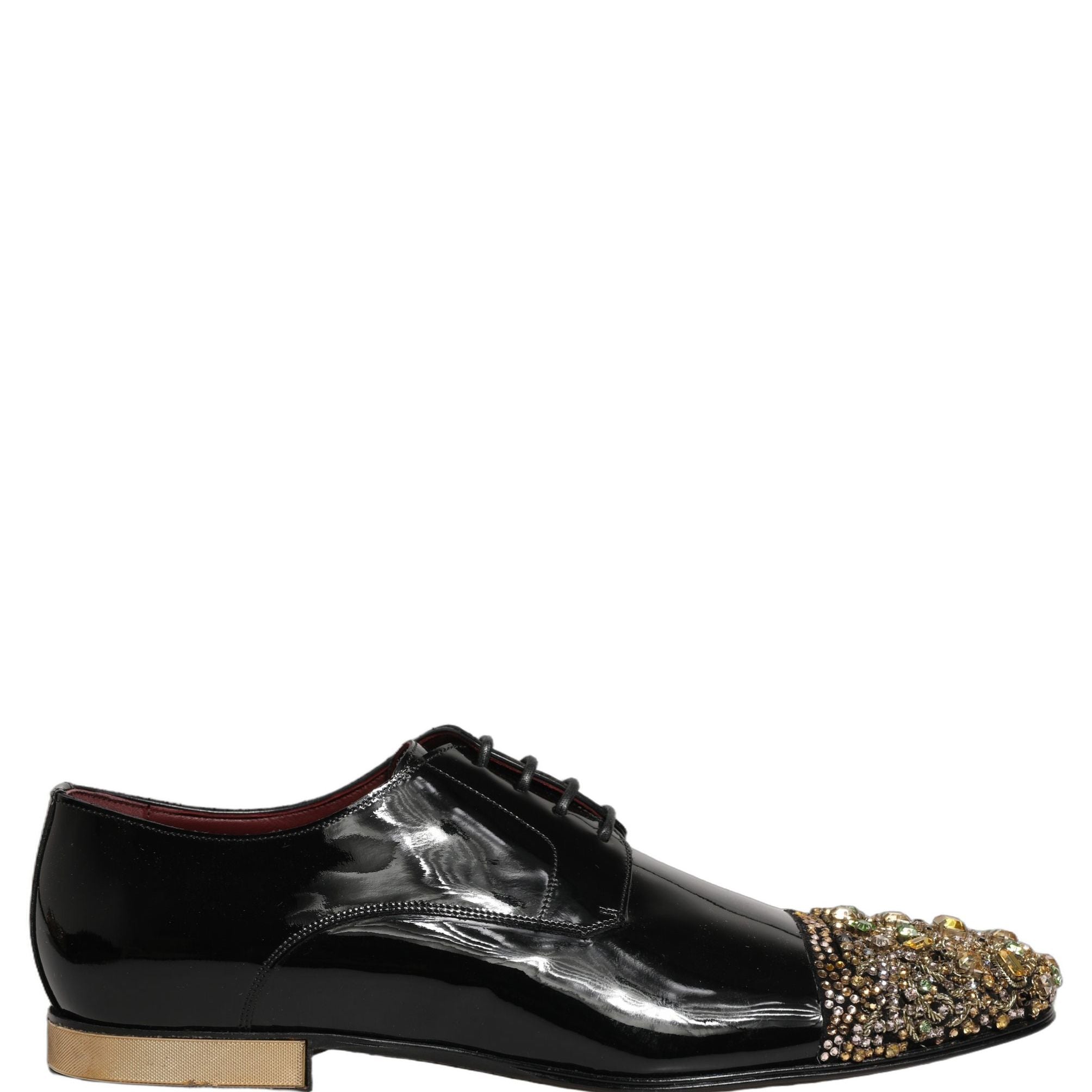 Dolce & Gabbana Black Embellished Men Derby Dress Formal Shoes
