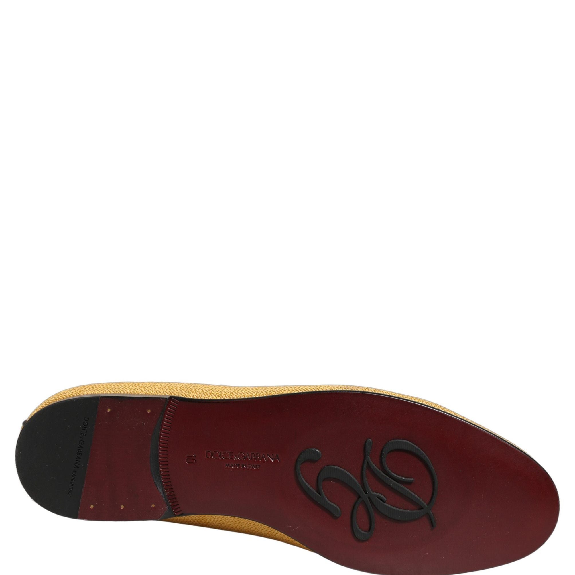 Dolce & Gabbana Yellow Woven Men Slip On Dress Loafers Shoes