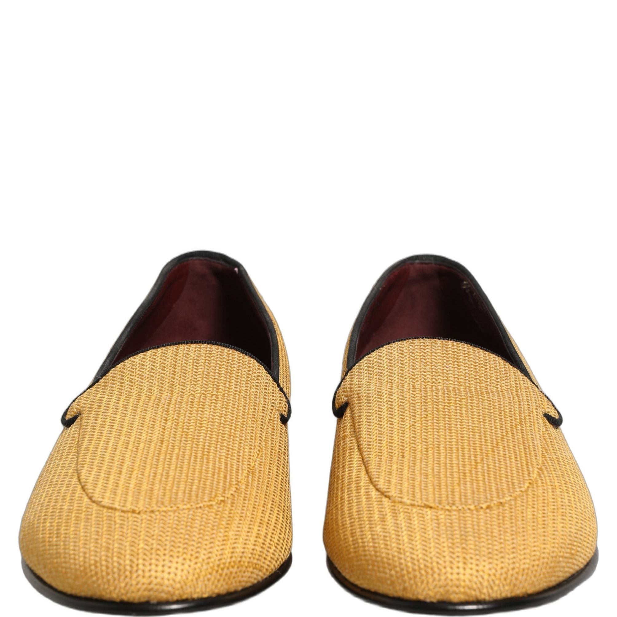 Dolce & Gabbana Yellow Woven Men Slip On Dress Loafers Shoes