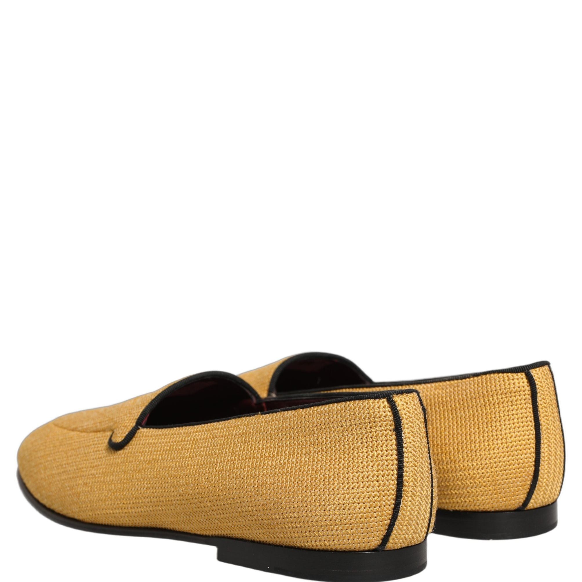 Dolce & Gabbana Yellow Woven Men Slip On Dress Loafers Shoes