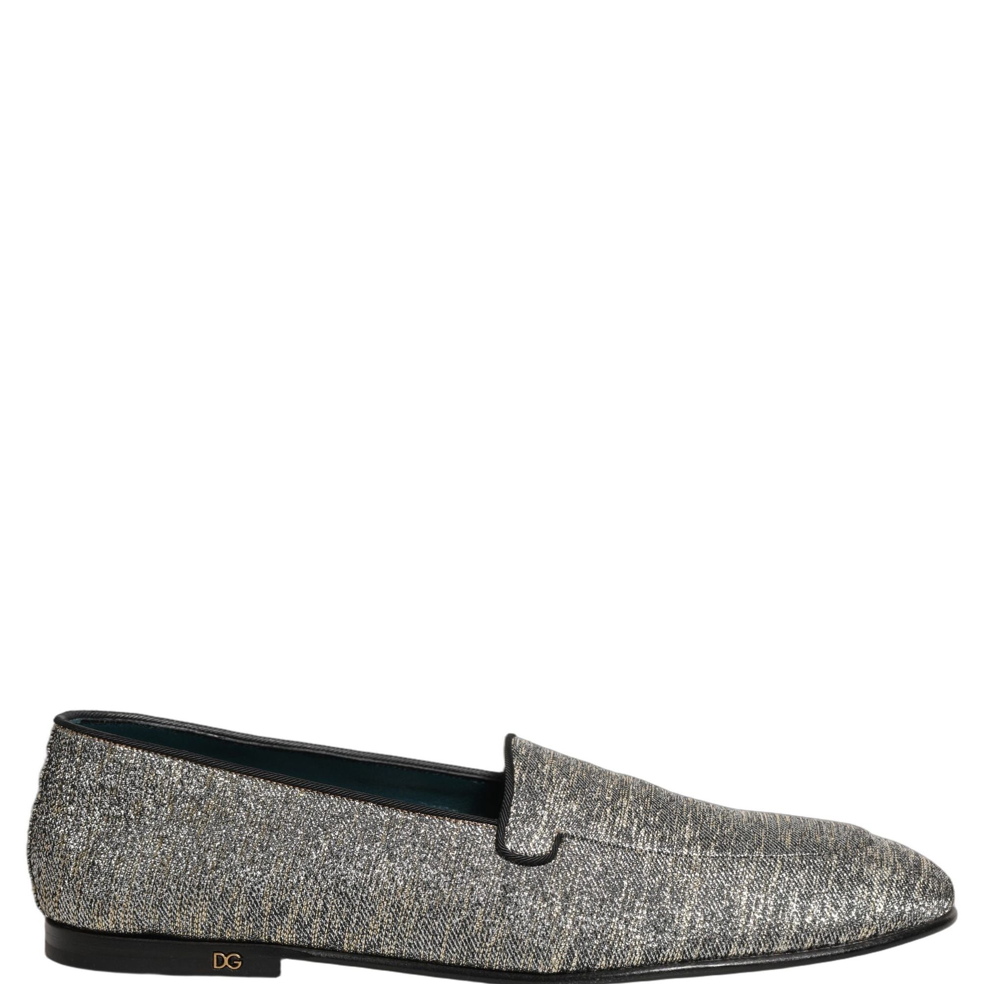Dolce & Gabbana Gray Lurex Glitter Men Dress Loafers Shoes