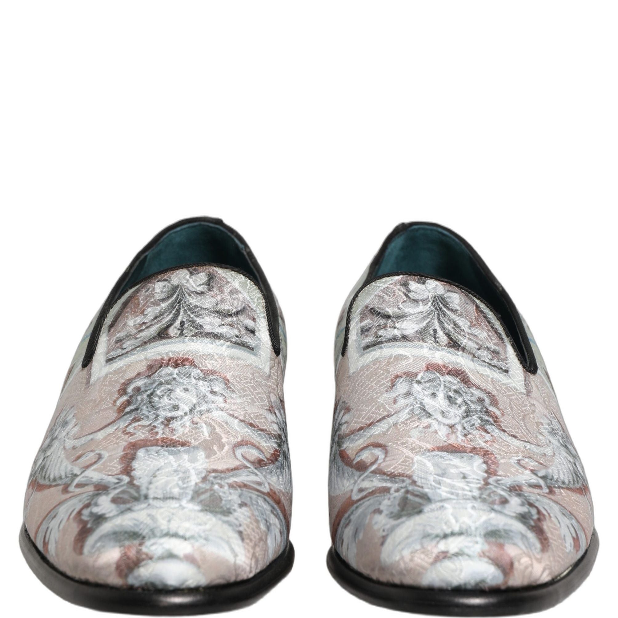 Dolce & Gabbana Multicolor Velvet Baroque Dress Loafers Shoes