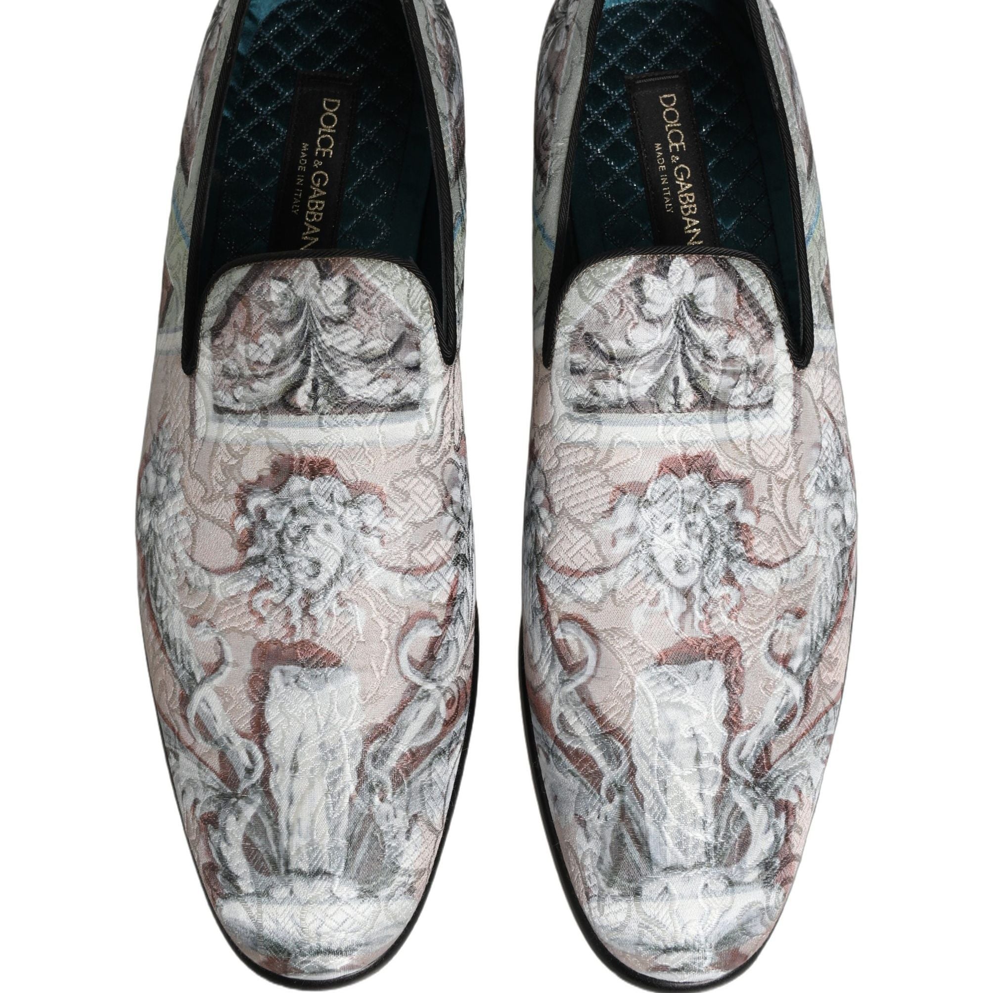 Dolce & Gabbana Multicolor Velvet Baroque Dress Loafers Shoes