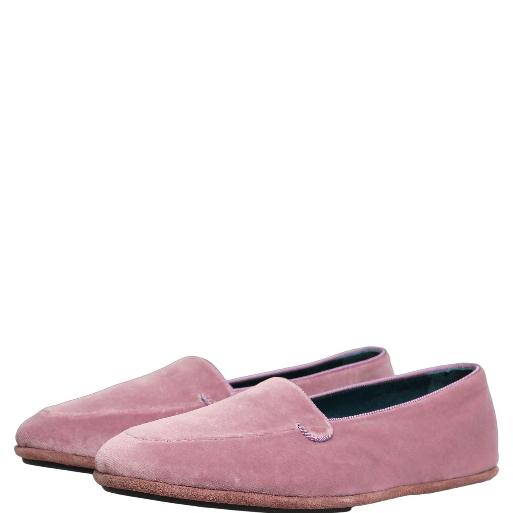 Dolce & Gabbana Pink Velvet Slip On Men Flats Loafers Shoes