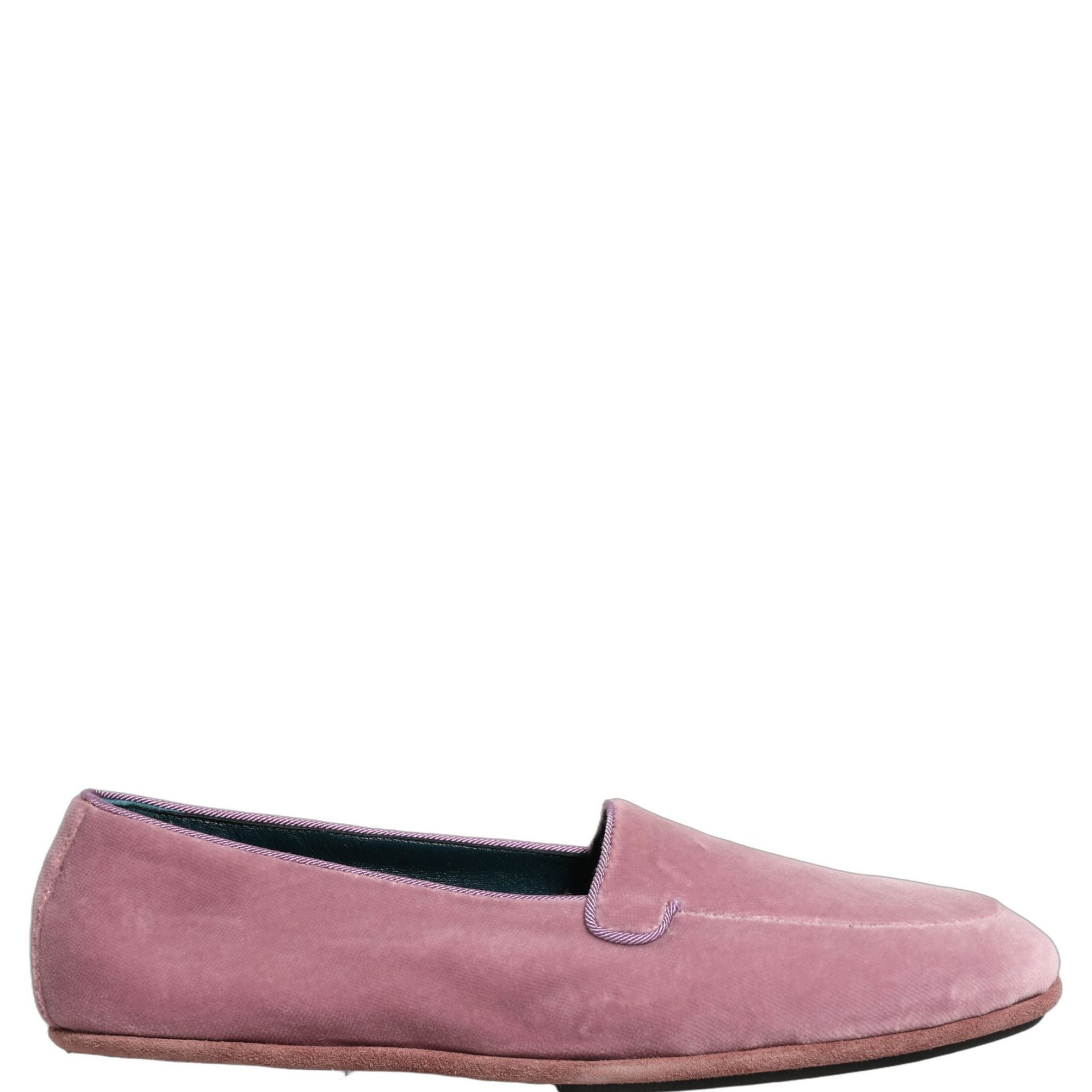 Dolce & Gabbana Pink Velvet Slip On Men Flats Loafers Shoes