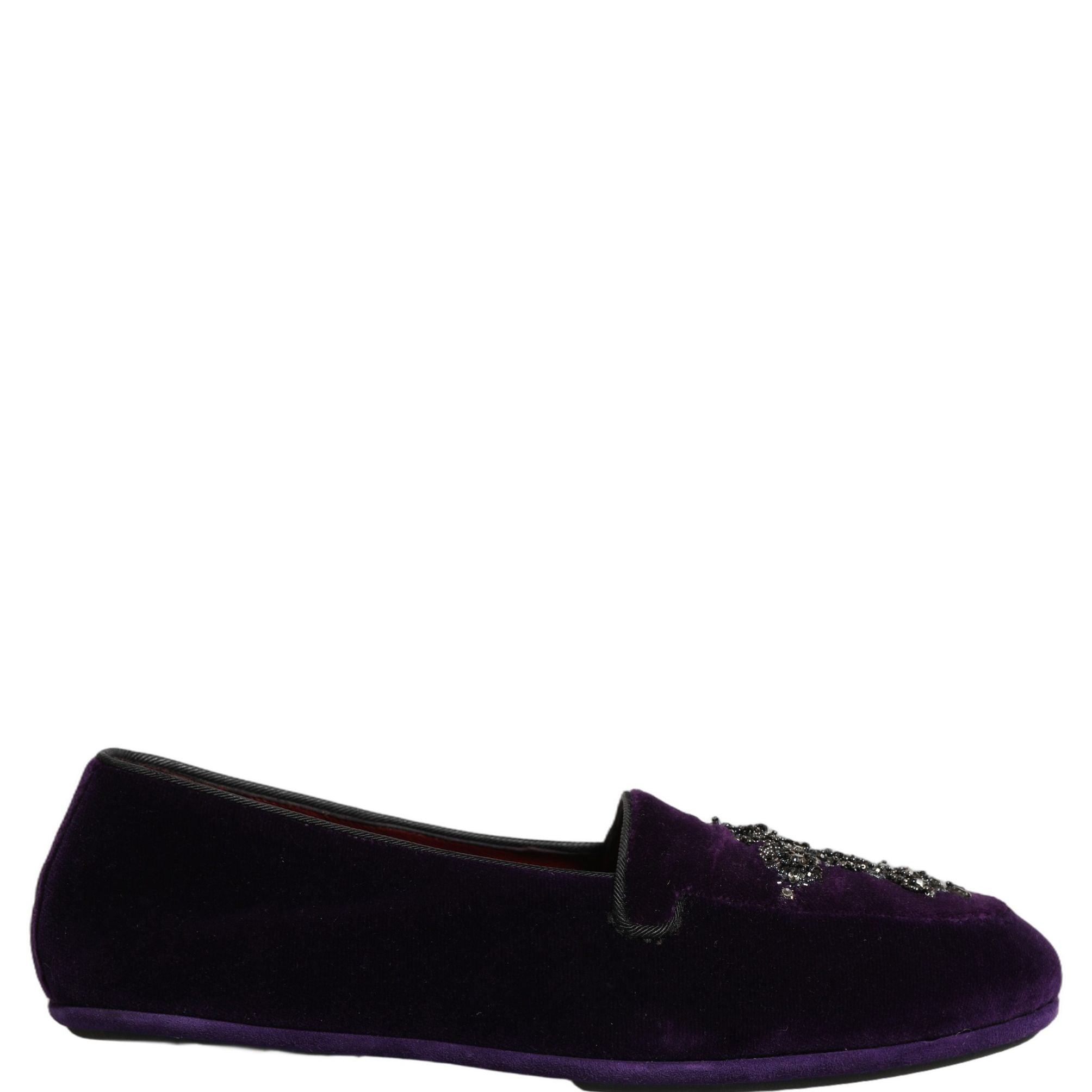 Dolce & Gabbana Violet Suede Embellished Dress Loafers Shoes